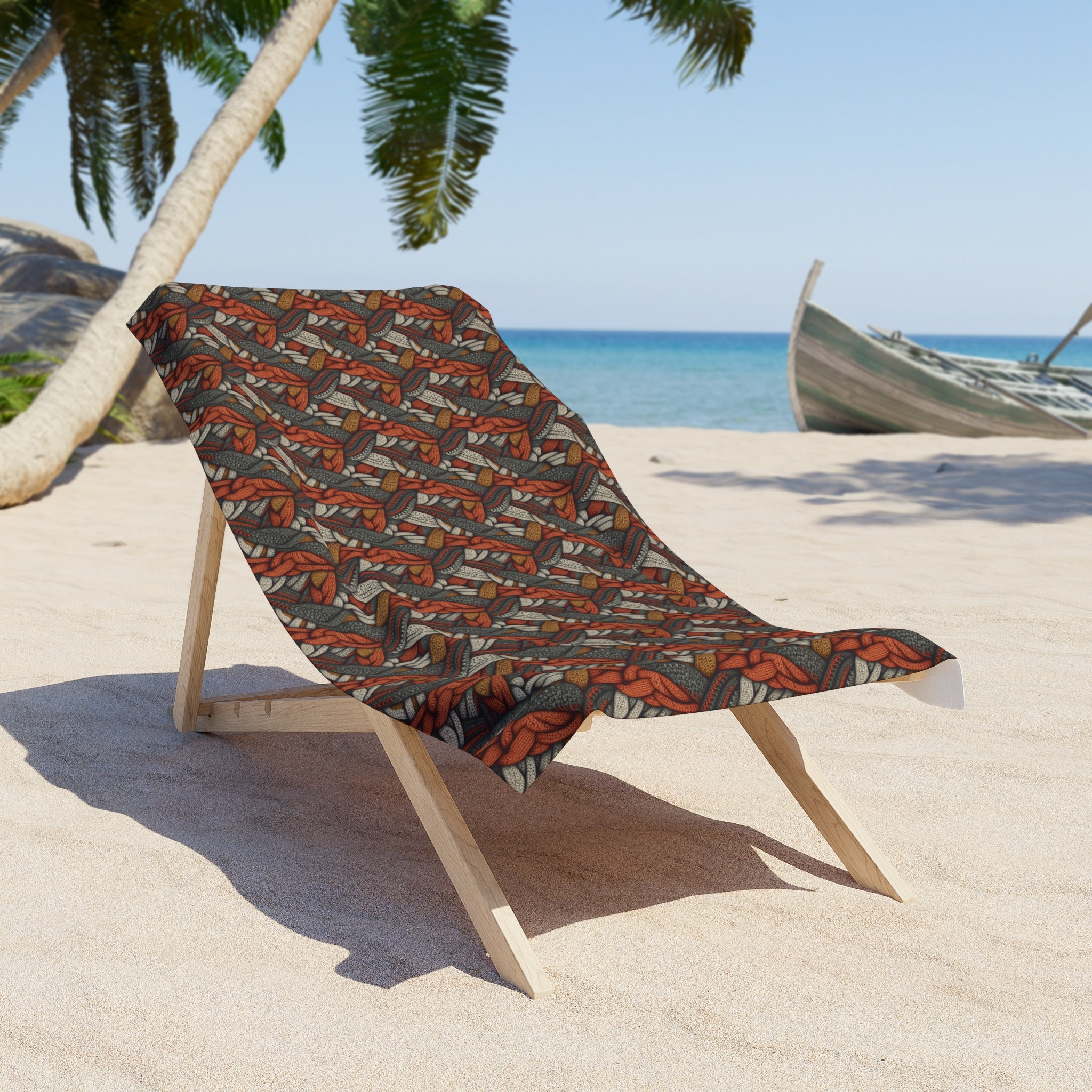 Beach Towel (AOP) - Seamless Knit Art Design 02