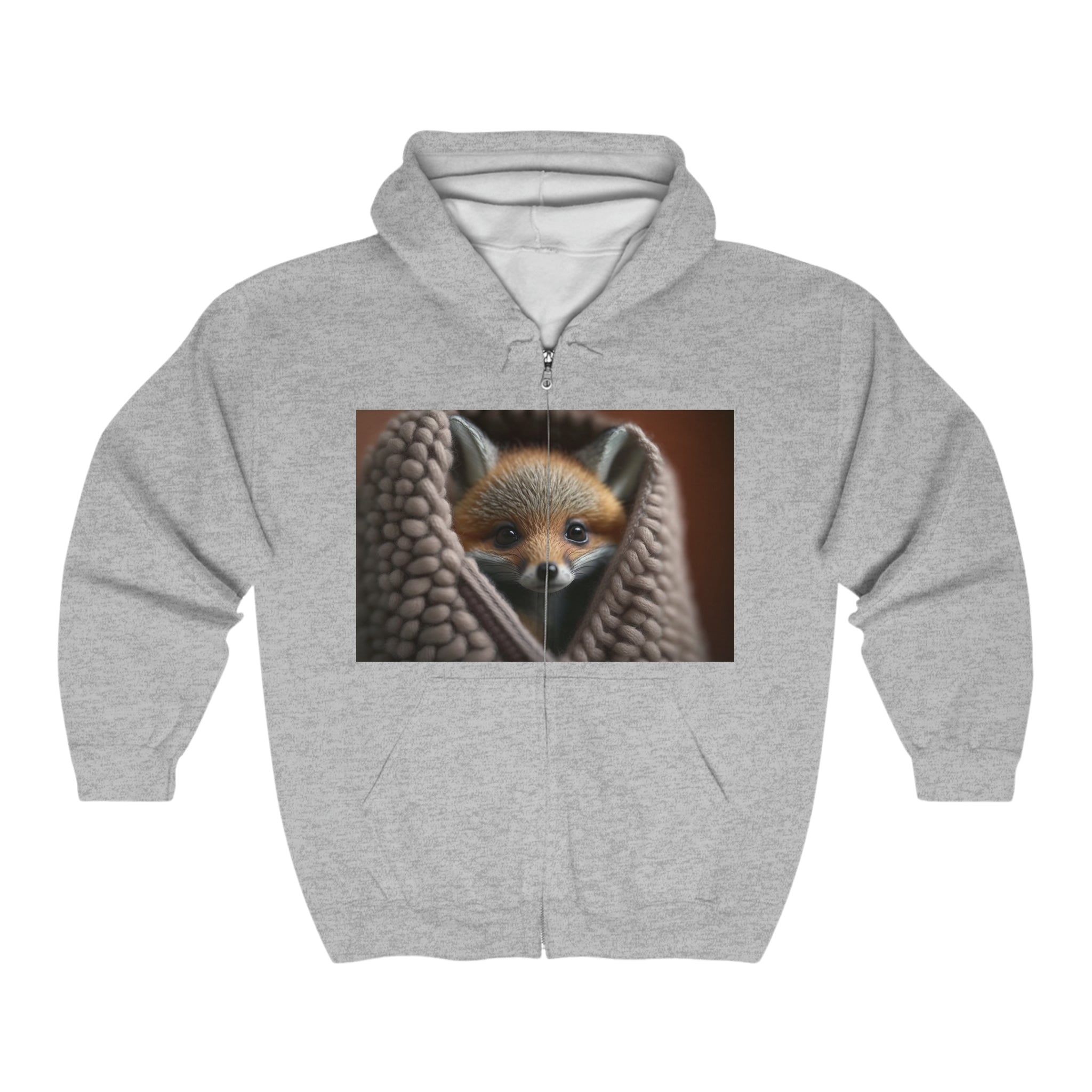 Unisex Heavy Blend™ Full Zip Hooded Sweatshirt - Baby Animals - Fox