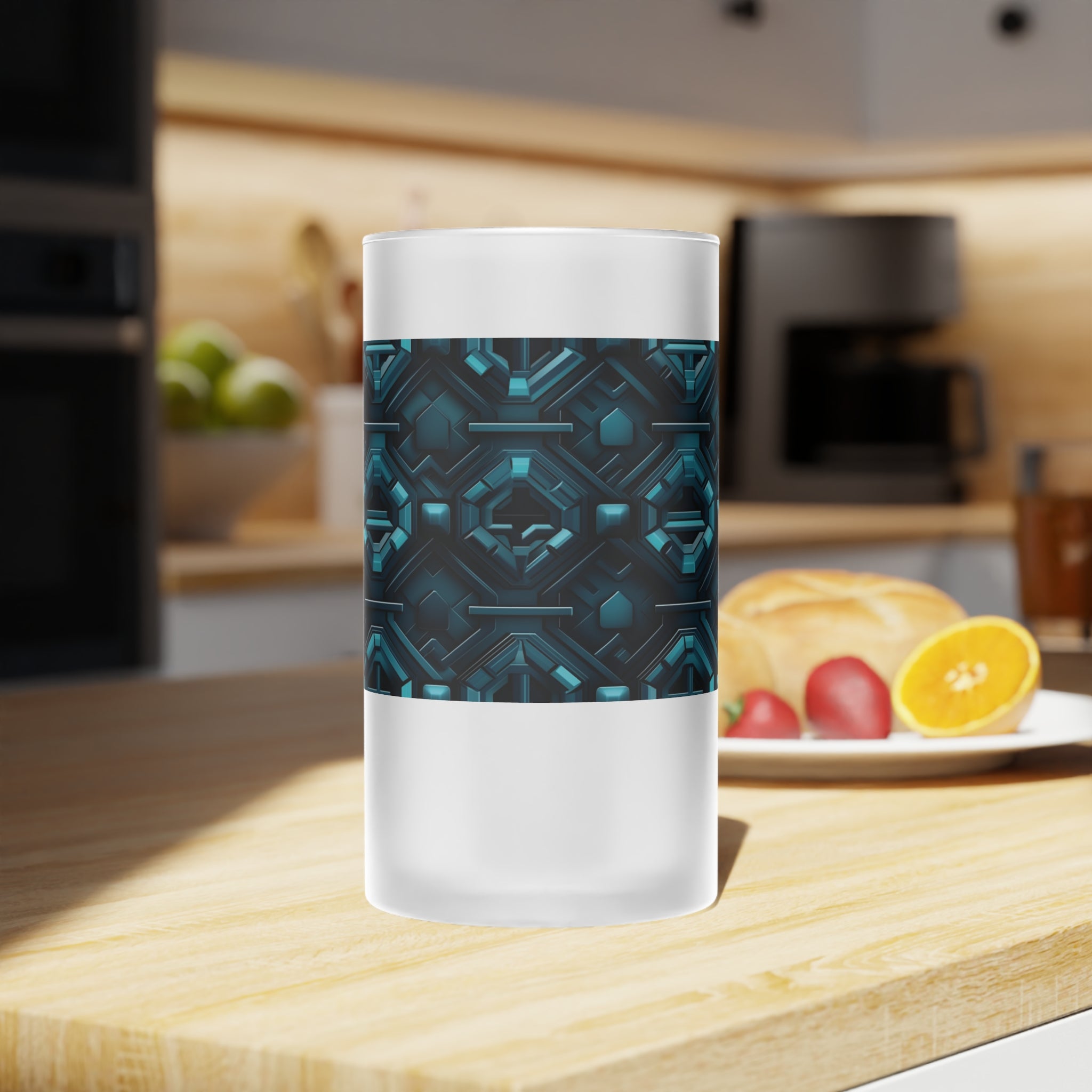 Frosted Glass Beer Mug (AOP) - Seamless Futuristic Designs 08