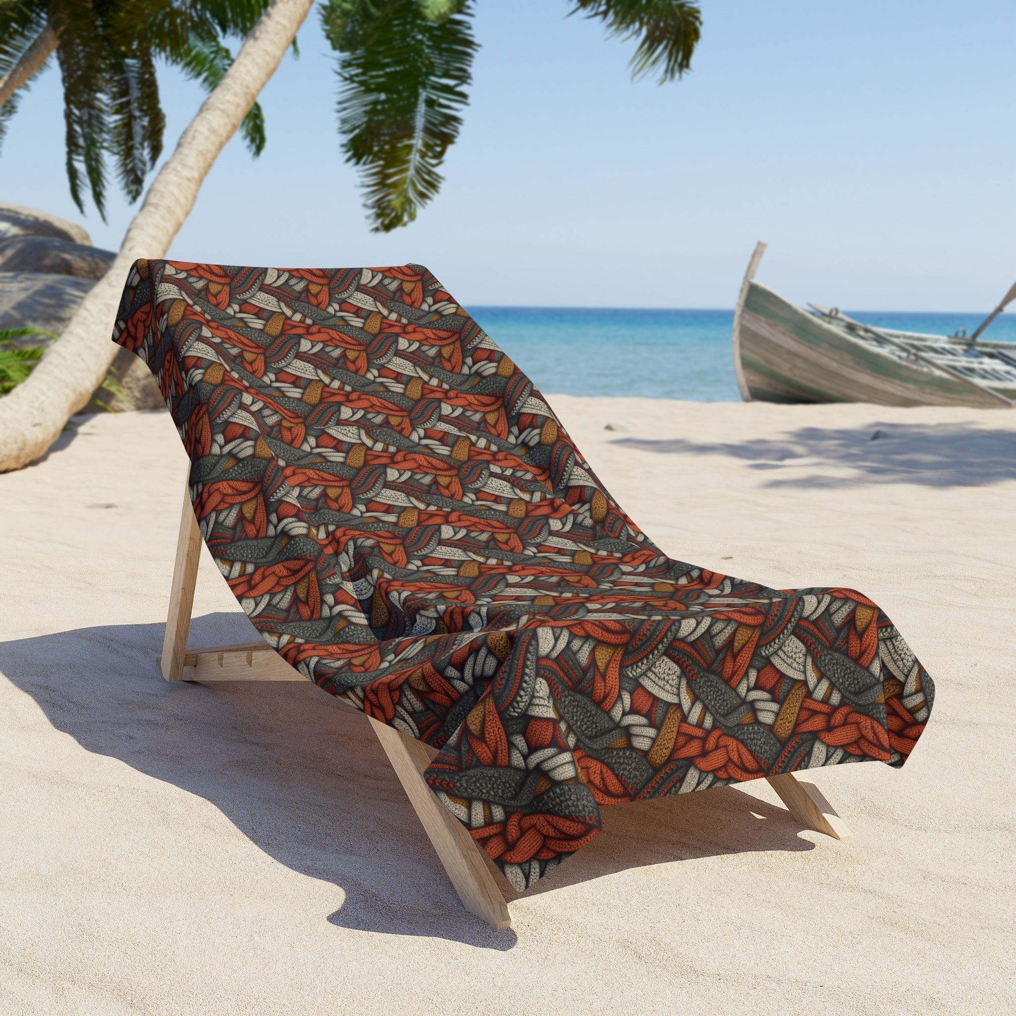 Beach Towel (AOP) - Seamless Knit Art Design 02
