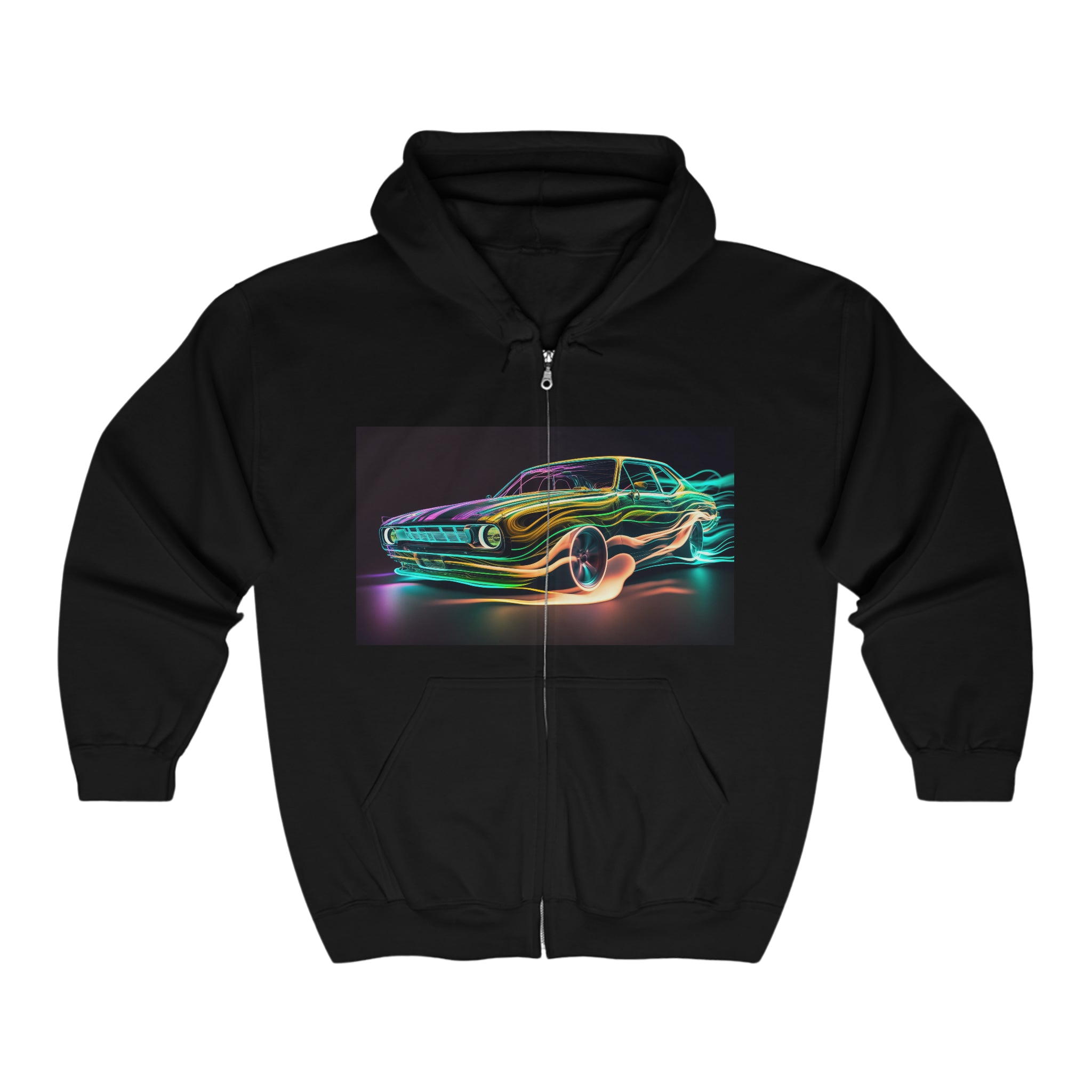 Unisex Heavy Blend™ Full Zip Hooded Sweatshirt - Neon Car 03