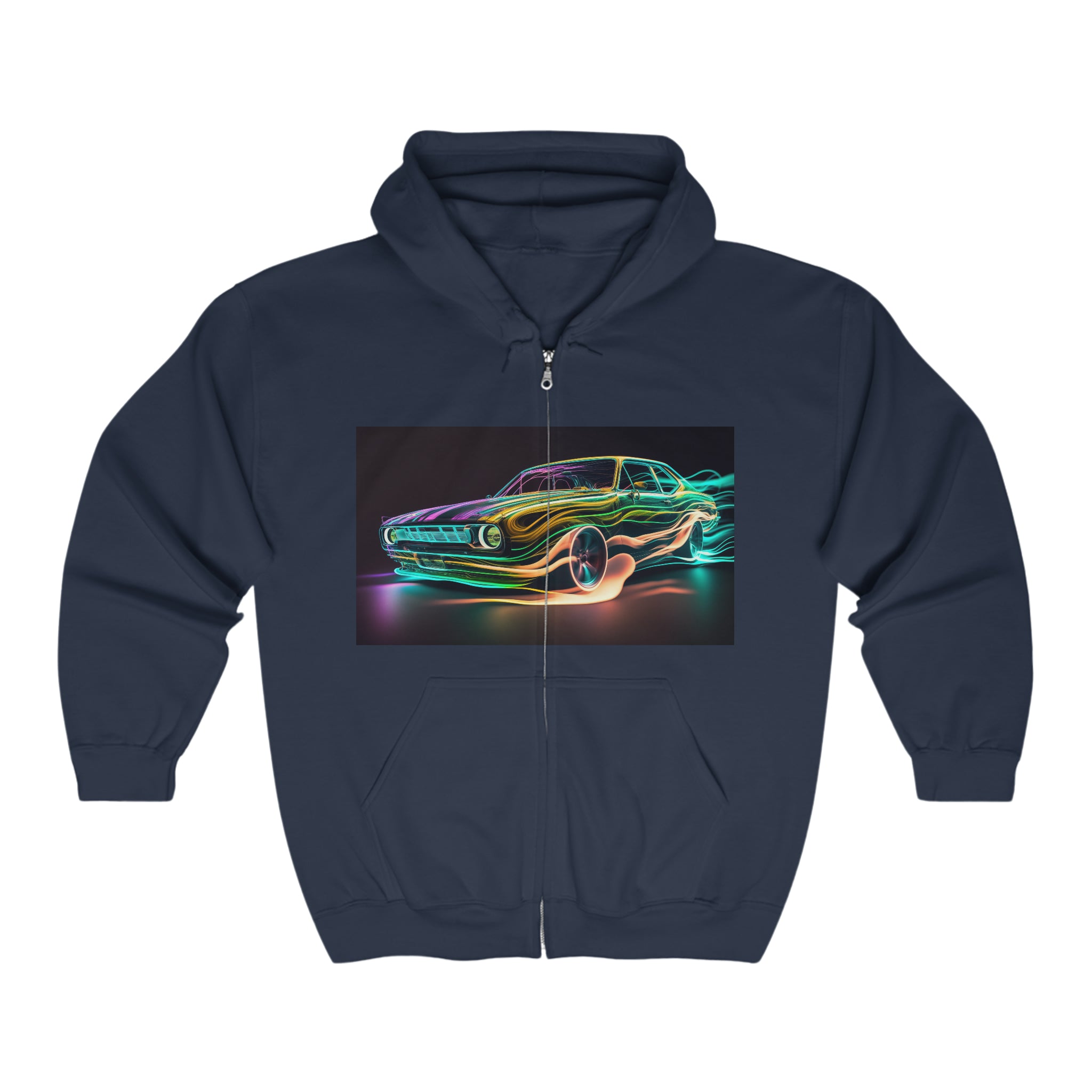 Unisex Heavy Blend™ Full Zip Hooded Sweatshirt - Neon Car 03