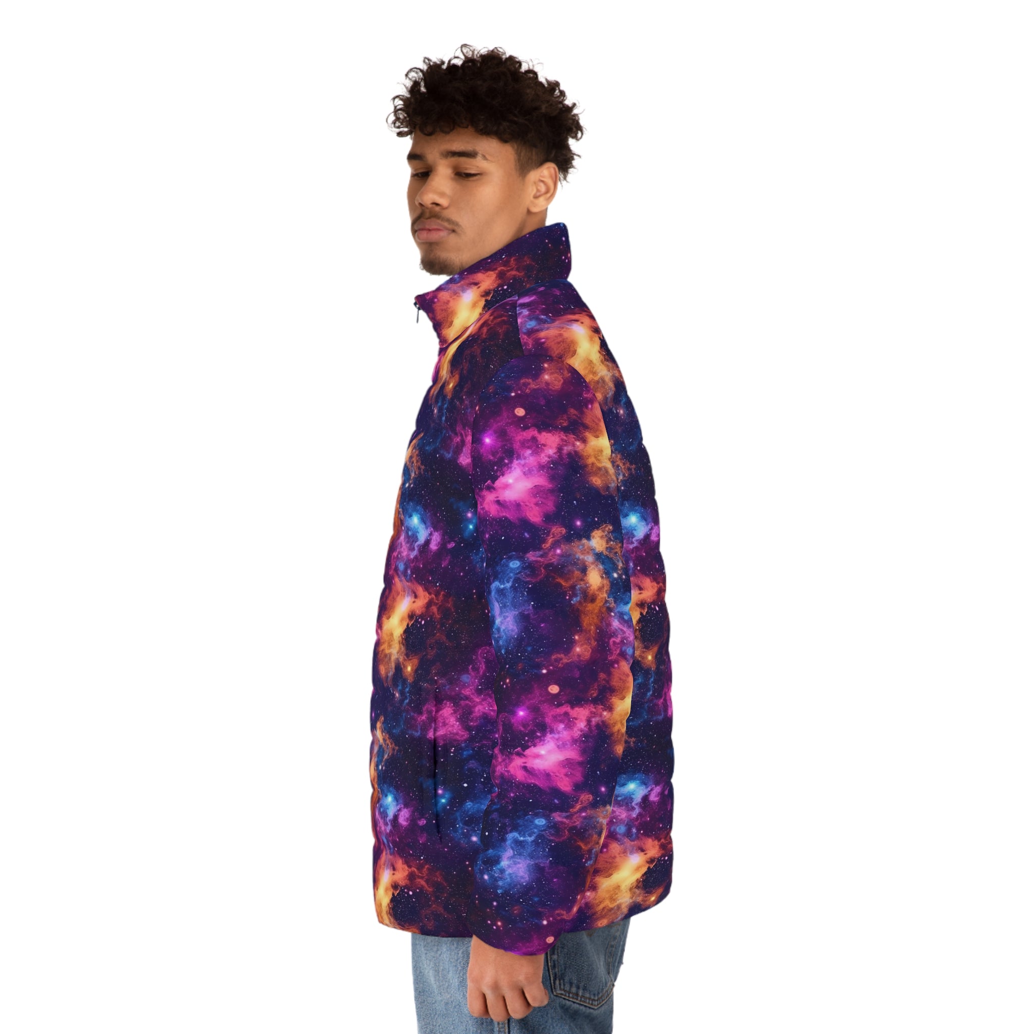 Men's Puffer Jacket (AOP) - Digital Galaxies 05