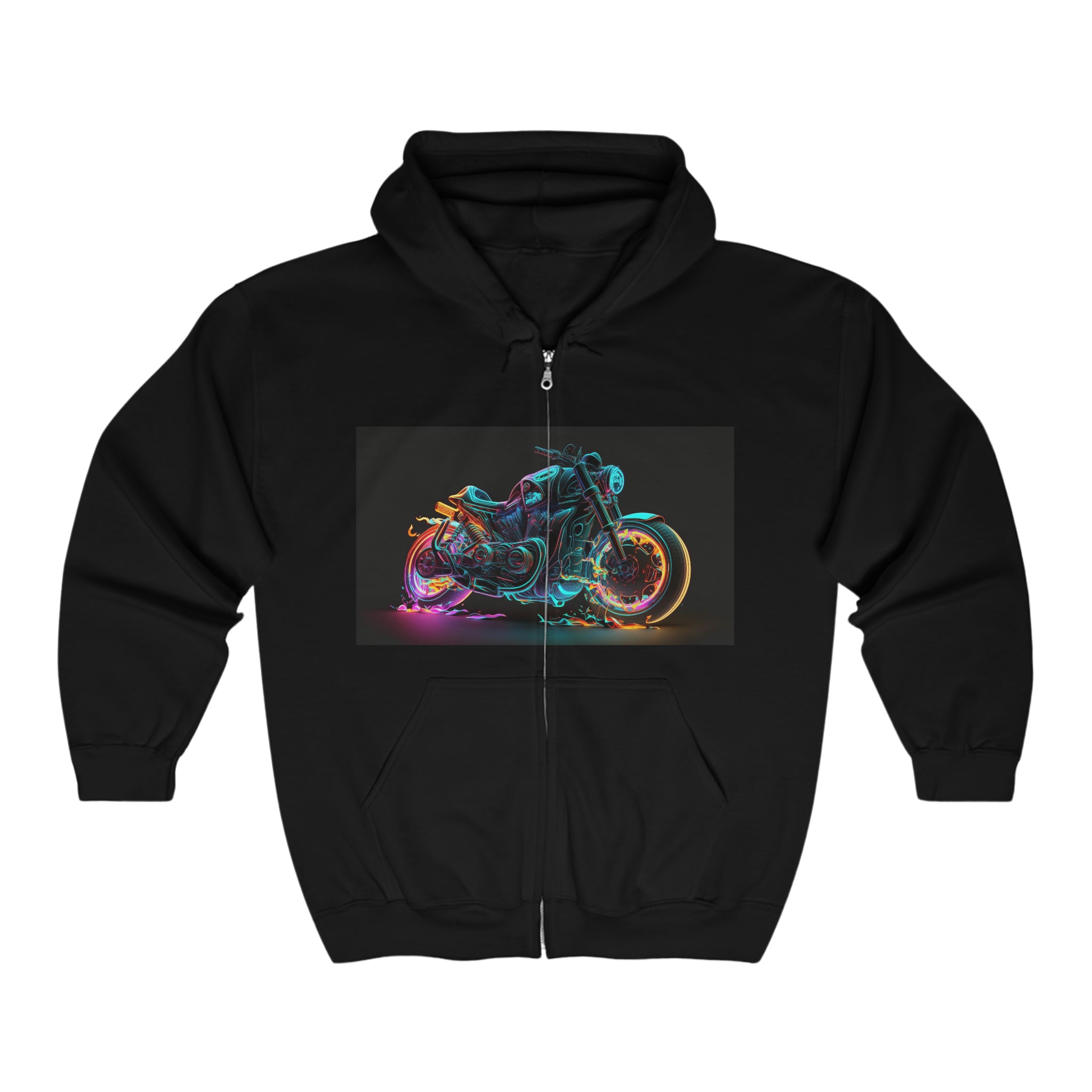 Unisex Heavy Blend™ Full Zip Hooded Sweatshirt - Neon Motorcycle 10