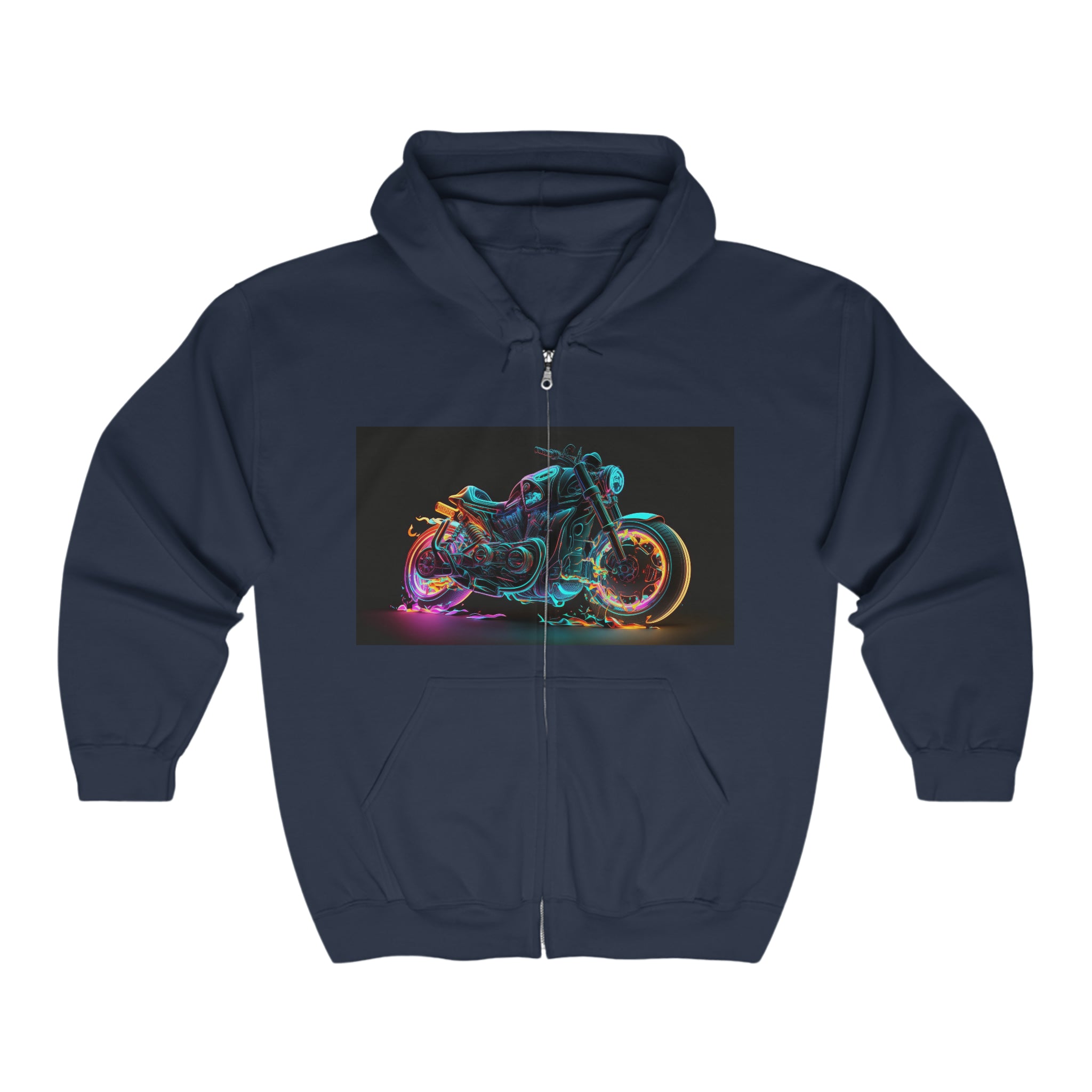 Unisex Heavy Blend™ Full Zip Hooded Sweatshirt - Neon Motorcycle 10