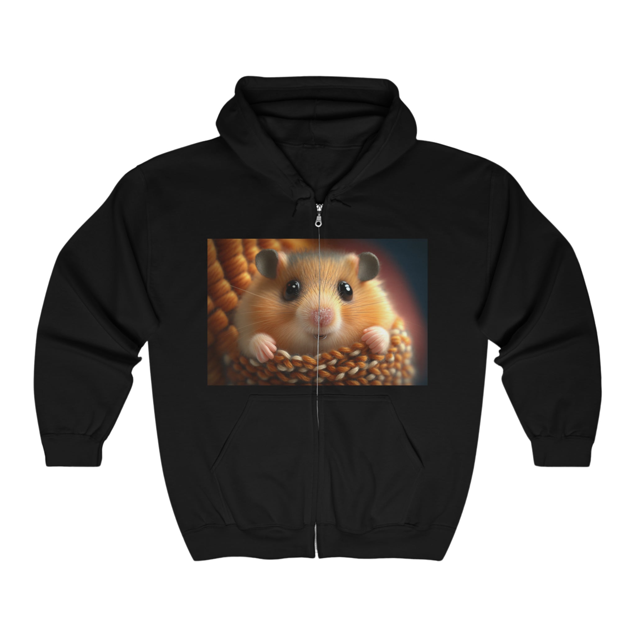 Unisex Heavy Blend™ Full Zip Hooded Sweatshirt - Baby Animals - Hamster