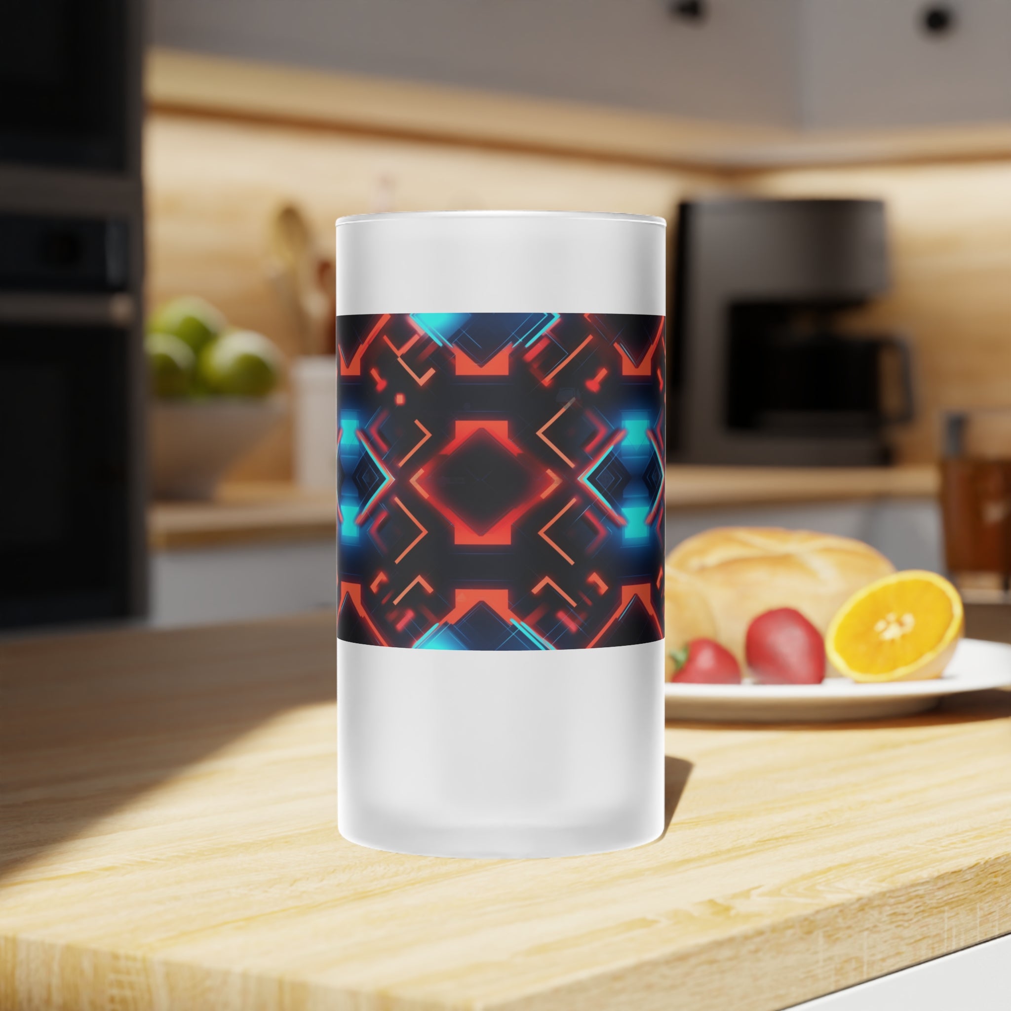 Frosted Glass Beer Mug (AOP) - Seamless Futuristic Designs 07