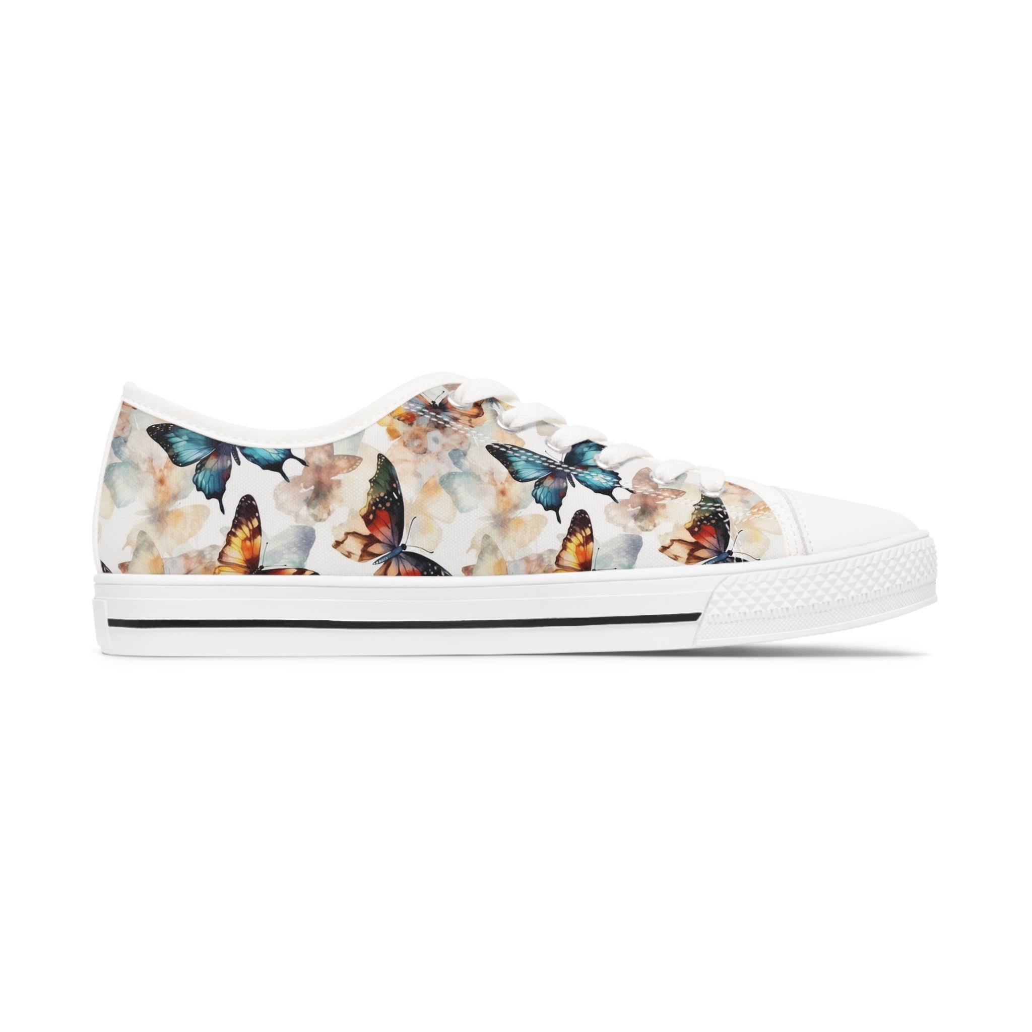 Women's Low Top Sneakers (AOP) - Seamless Butterfly Designs 03