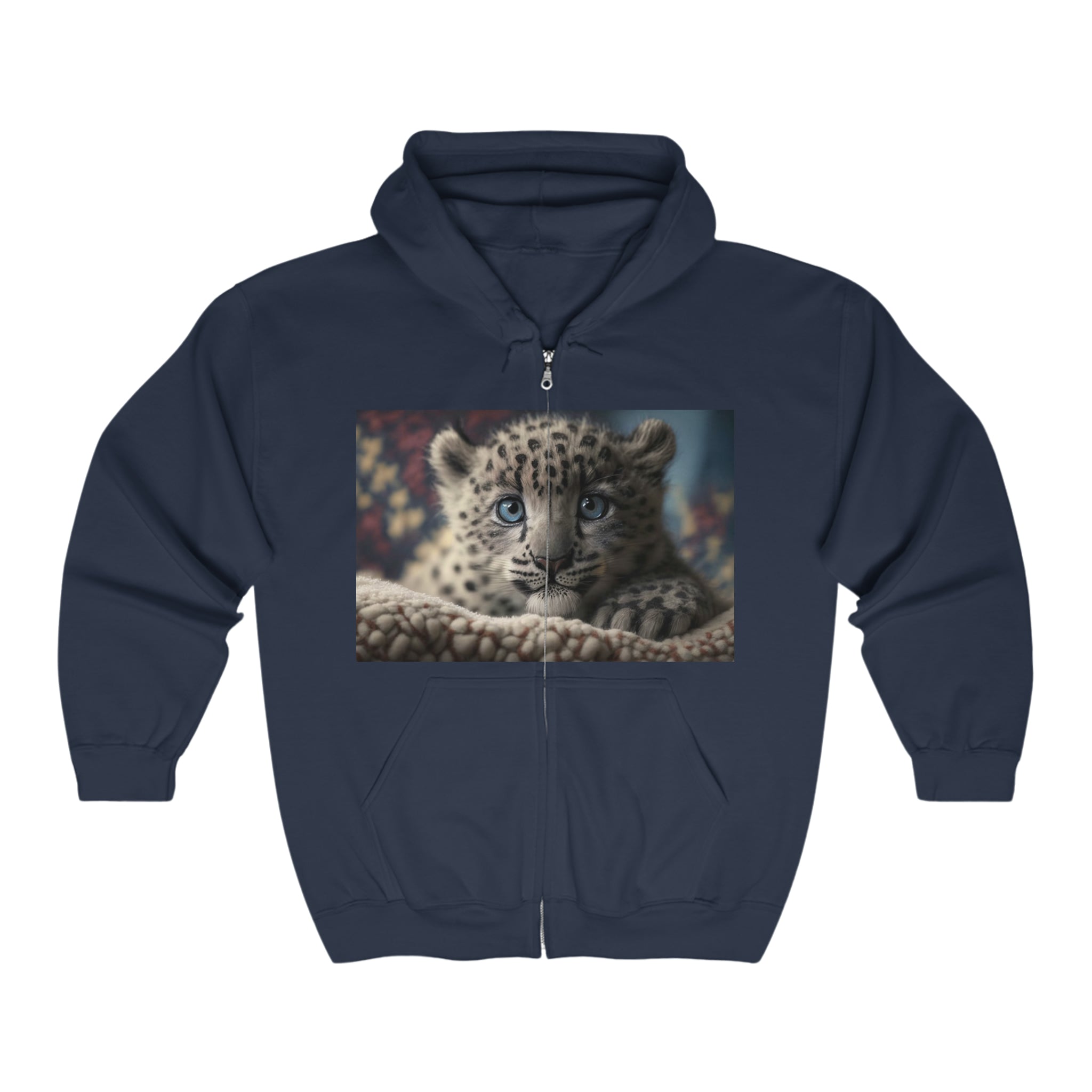 Unisex Heavy Blend™ Full Zip Hooded Sweatshirt - Baby Animals - Snow Leopard