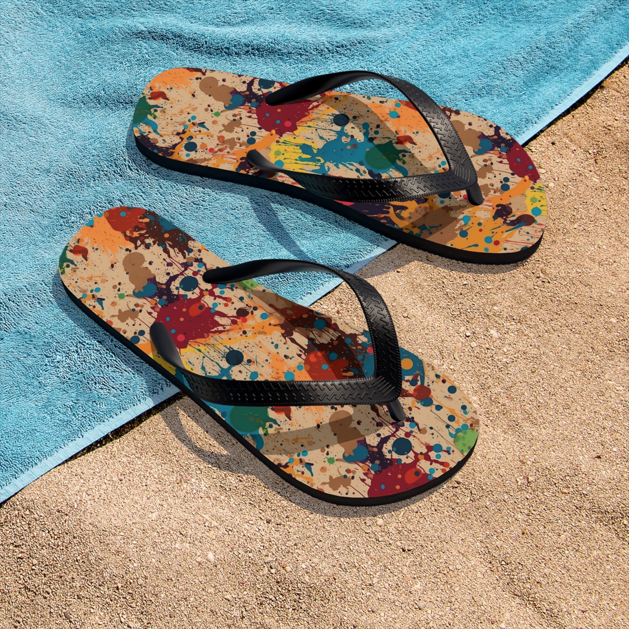 Unisex Flip-Flops (AOP) - Seamless Color Splatter Designs 01