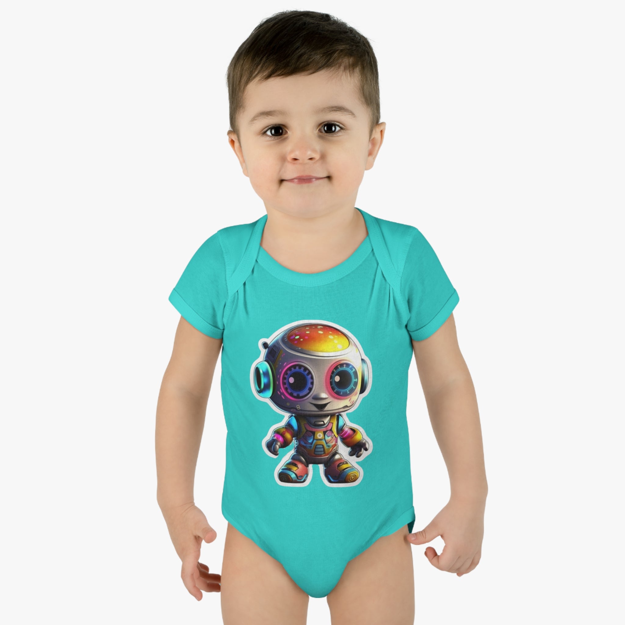 Infant Baby Rib Bodysuit - Circuit, Robot Pop Art 08