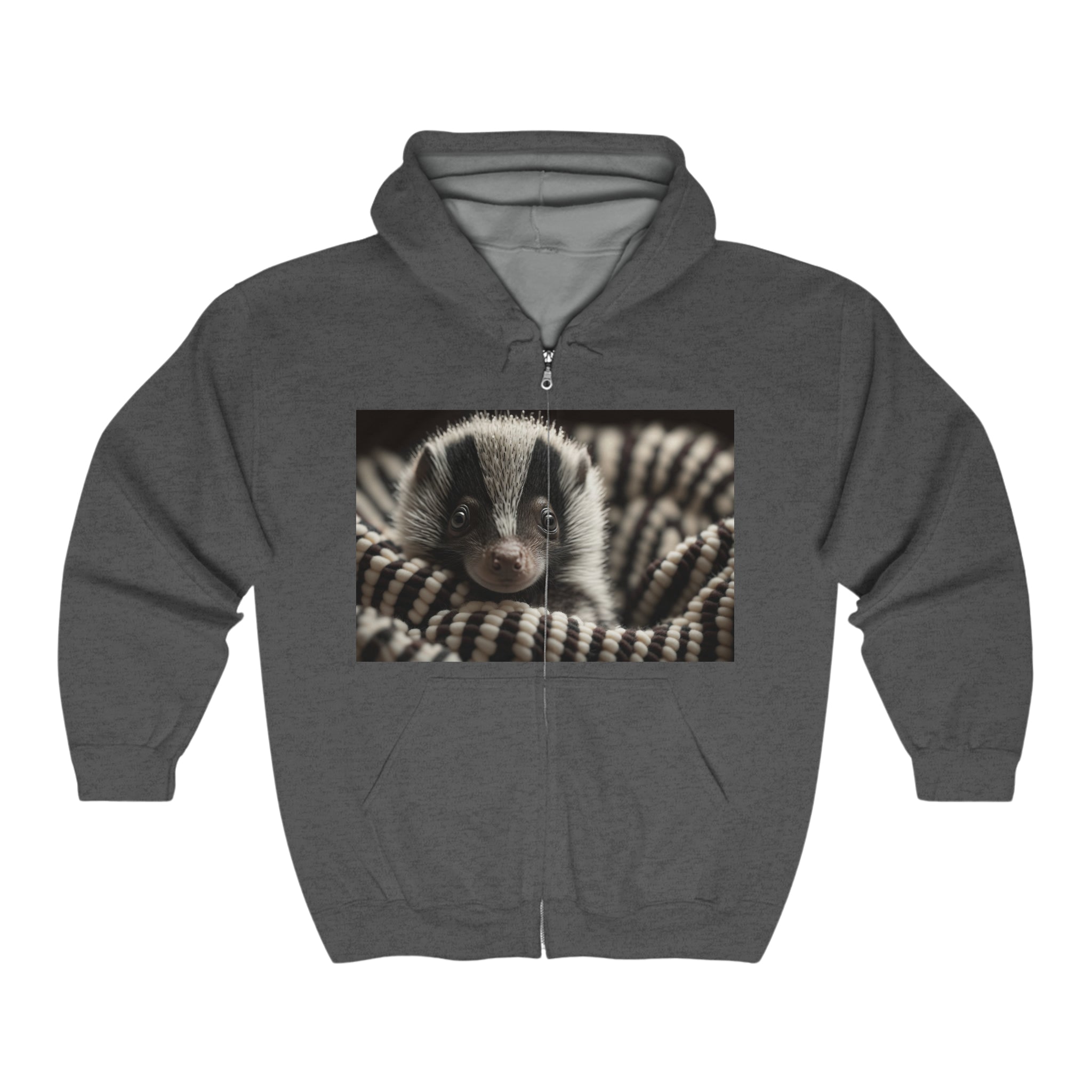 Unisex Heavy Blend™ Full Zip Hooded Sweatshirt - Baby Animals - Skunk