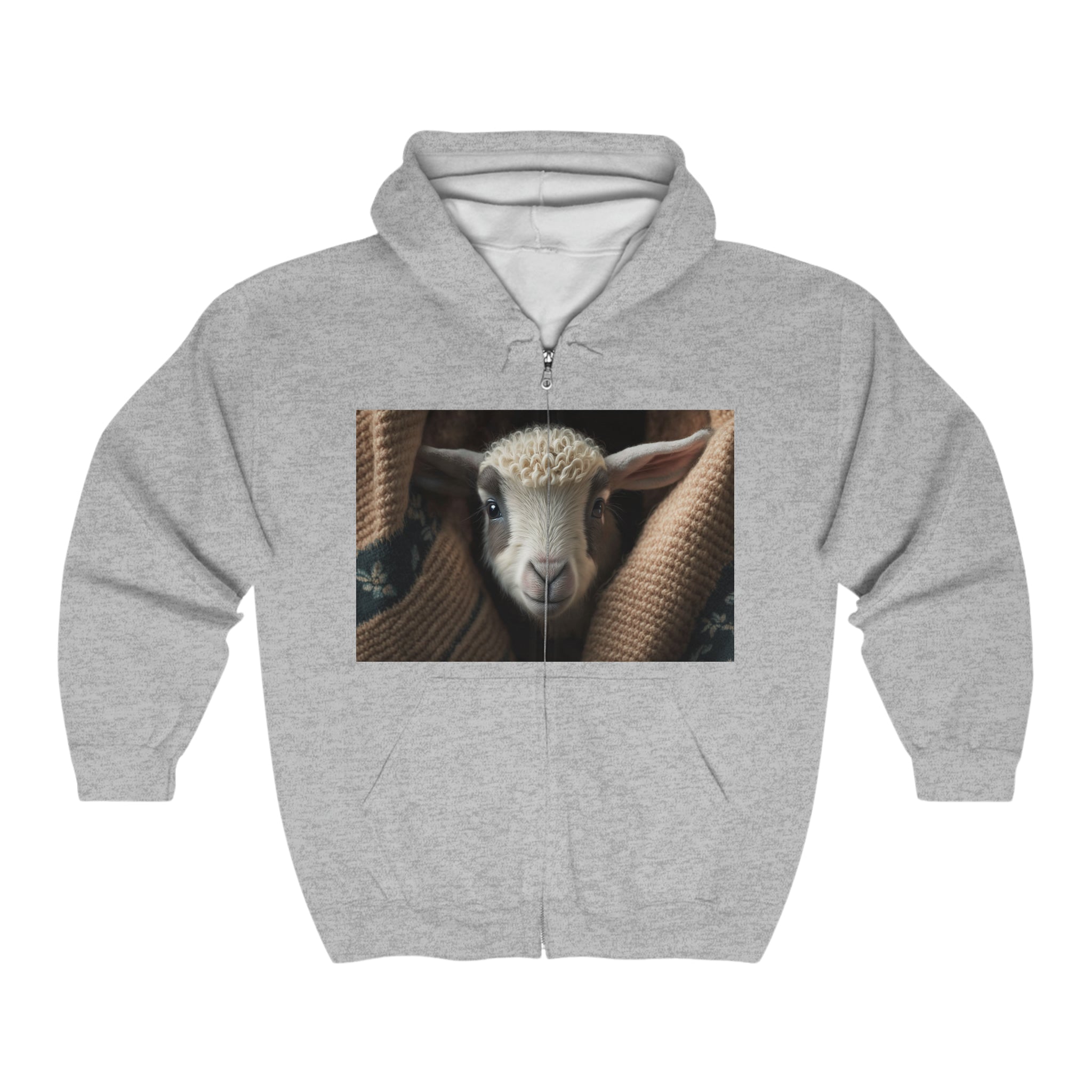 Unisex Heavy Blend™ Full Zip Hooded Sweatshirt - Baby Animals - Goat