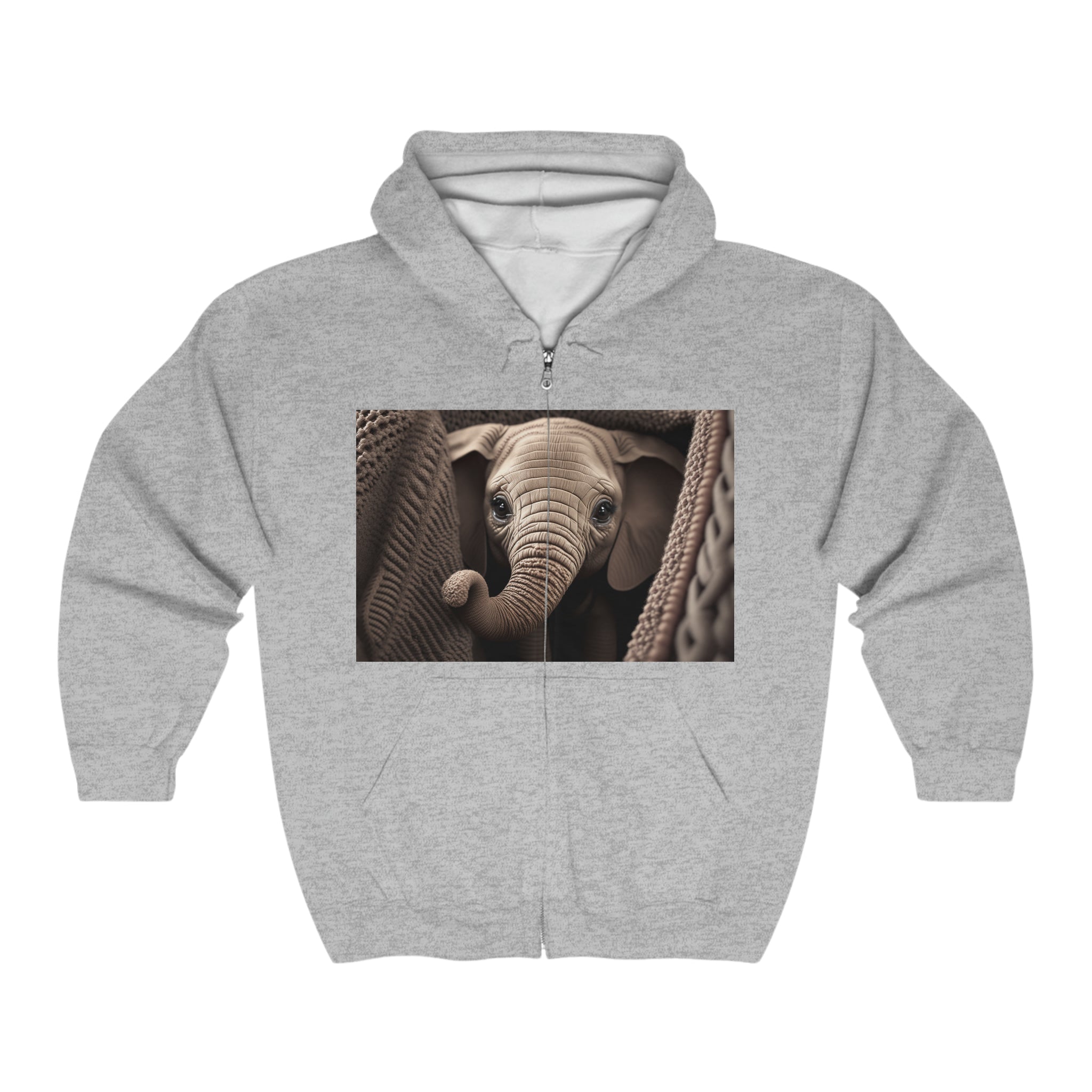 Unisex Heavy Blend™ Full Zip Hooded Sweatshirt - Baby Animals - Elephant