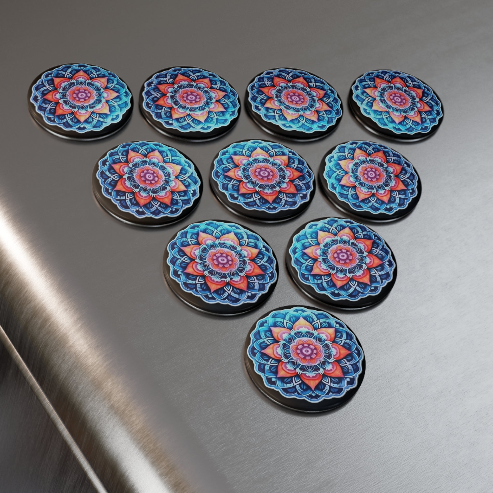 Button Magnet, Round (1 & 10 pcs) - Mandalas 07