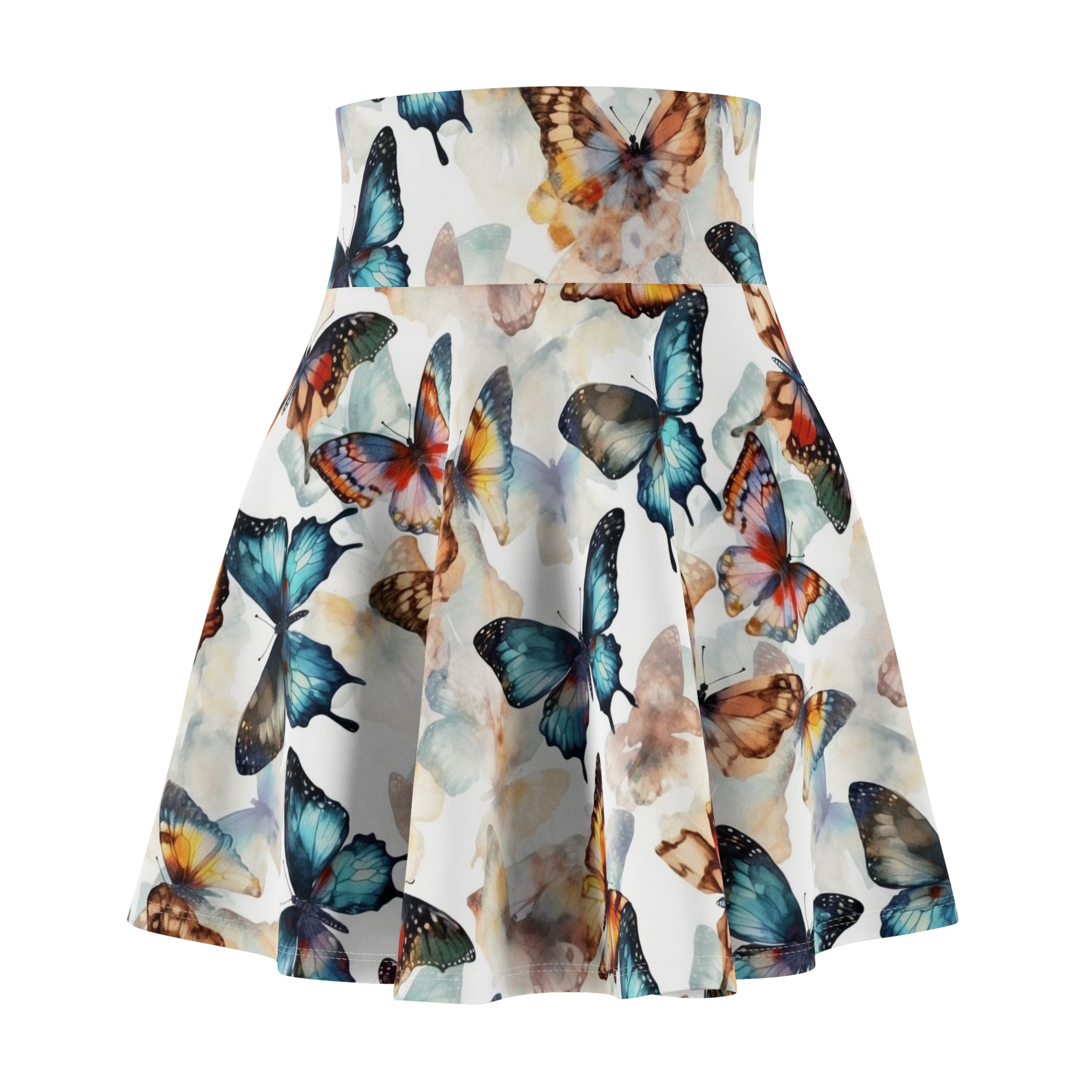 Women's Skater Skirt (AOP) - Seamless Watercolor Designs - Butterflies 02