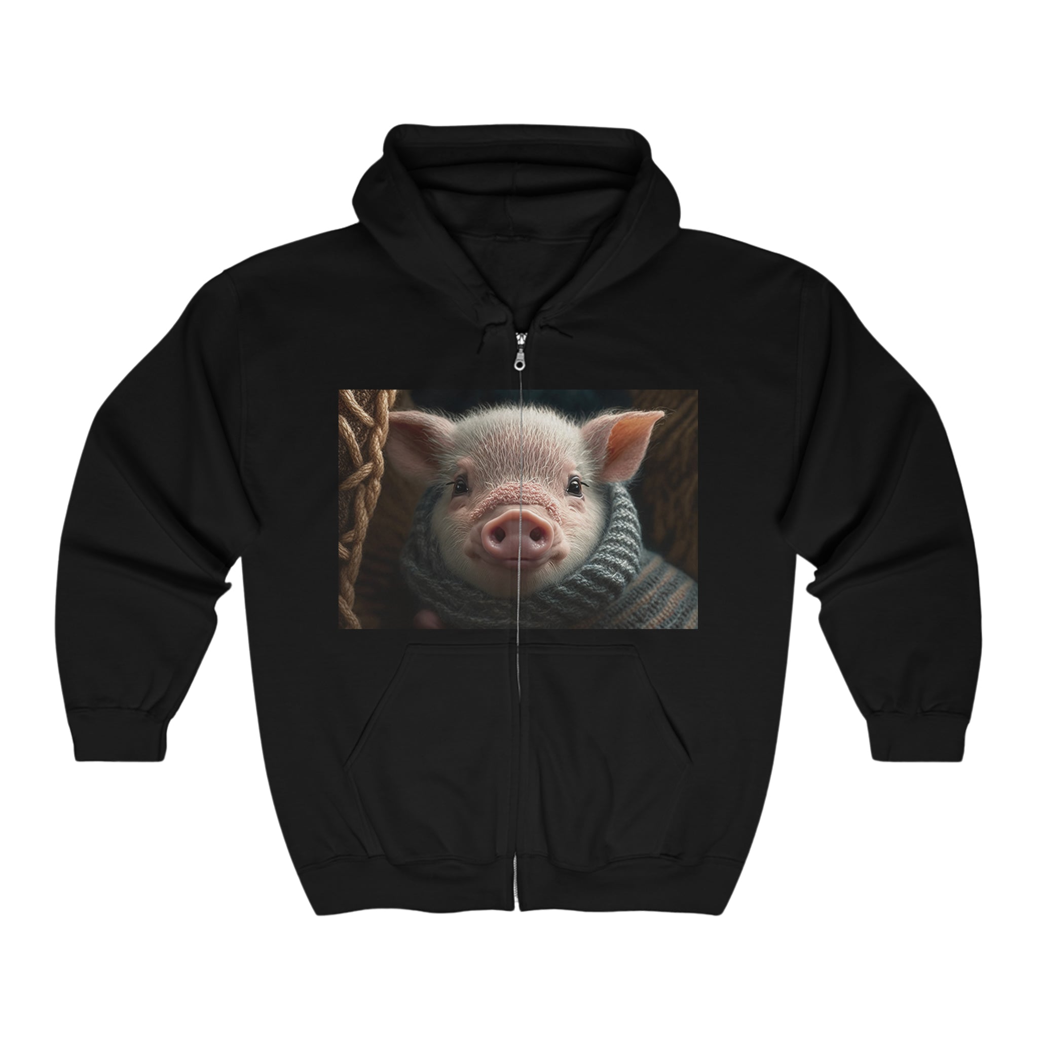 Unisex Heavy Blend™ Full Zip Hooded Sweatshirt - Baby Animals - Pig