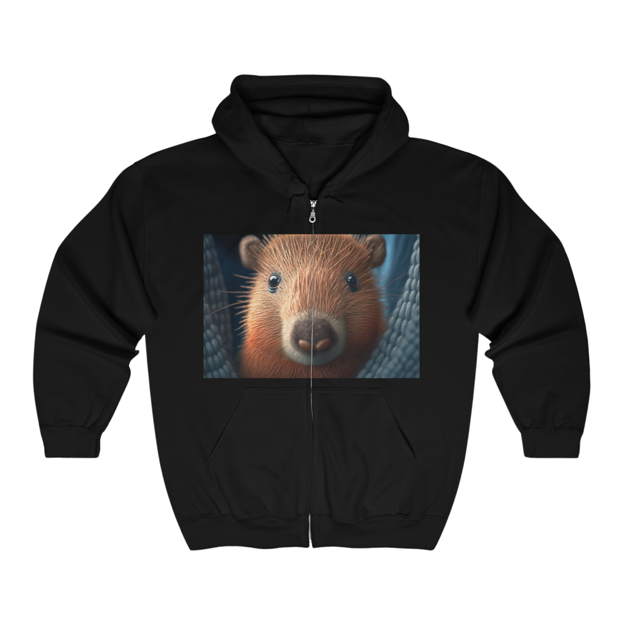 Unisex Heavy Blend™ Full Zip Hooded Sweatshirt - Baby Animals - Capybara