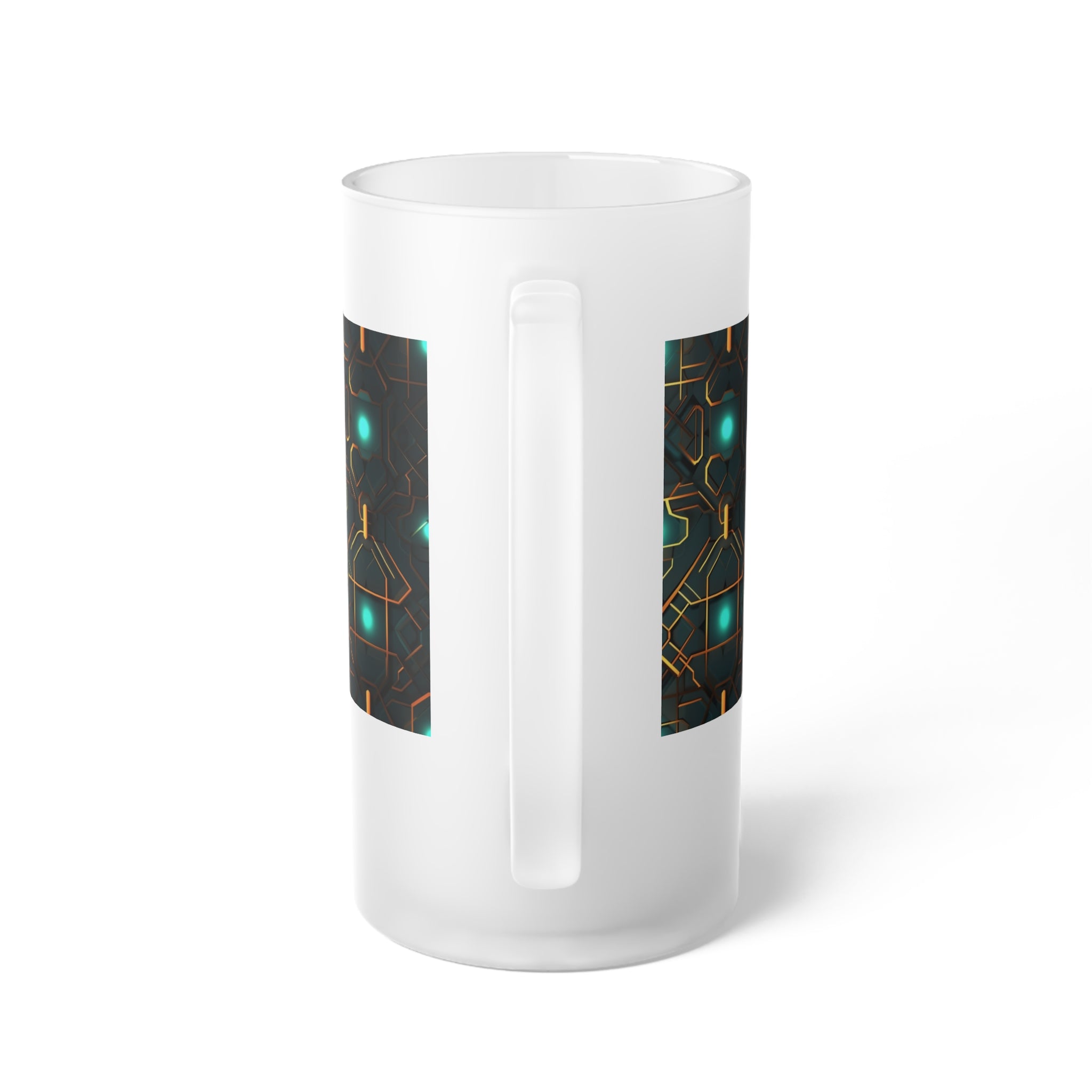 Frosted Glass Beer Mug (AOP) - Seamless Futuristic Designs 09