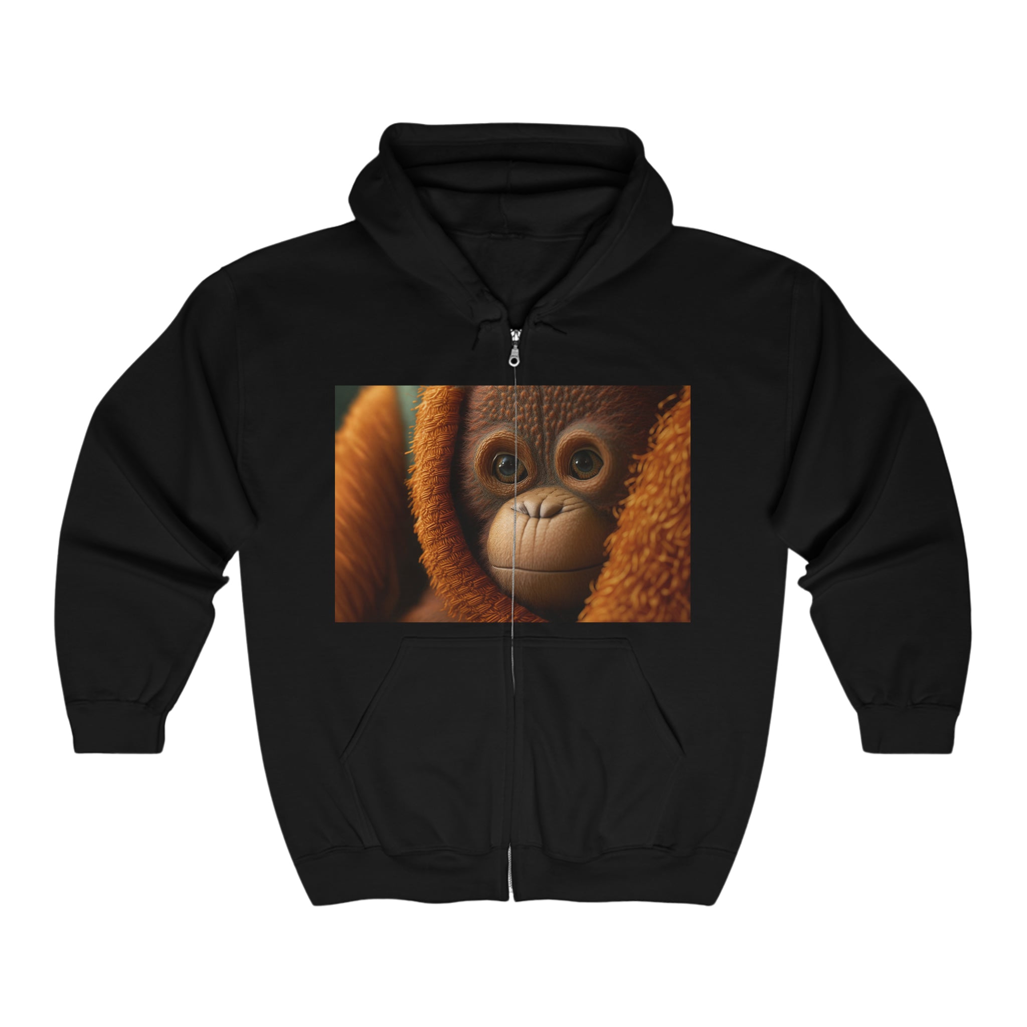 Unisex Heavy Blend™ Full Zip Hooded Sweatshirt - Baby Animals - Orangutan