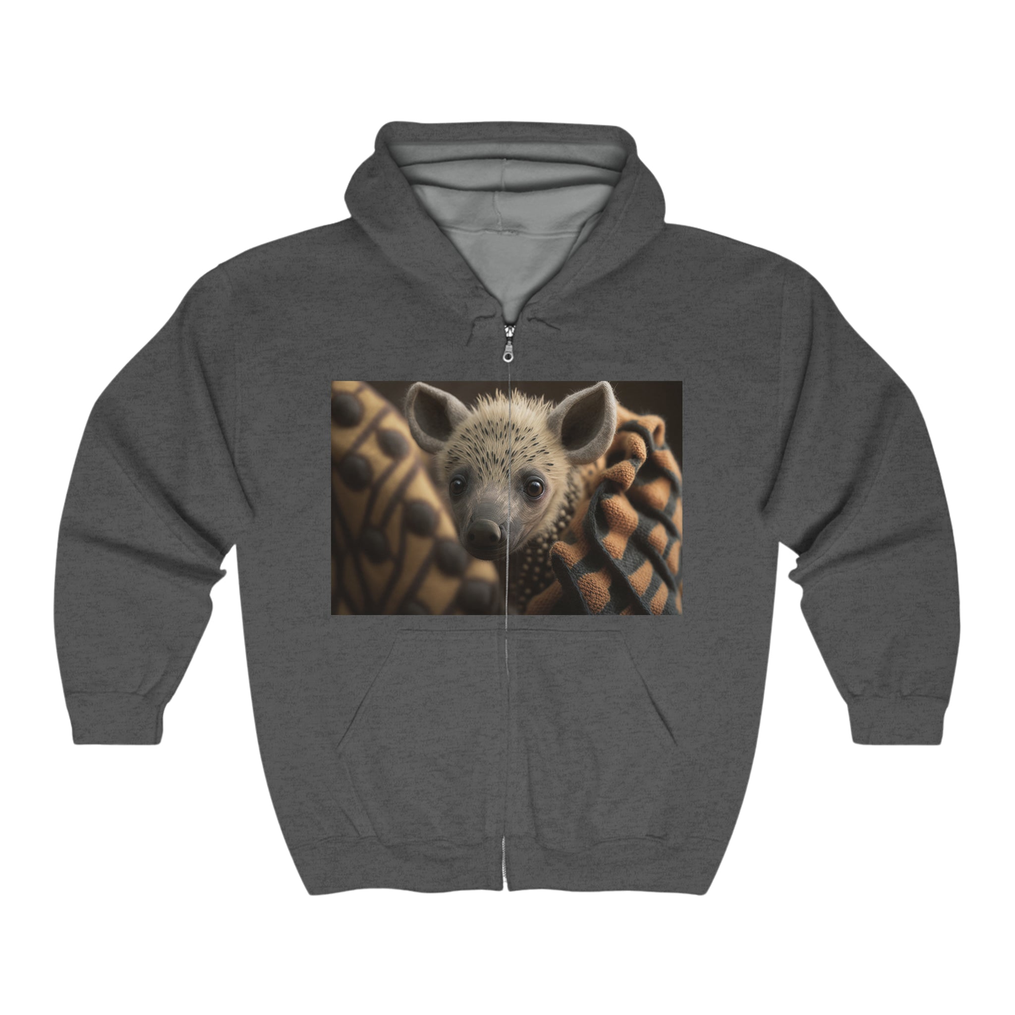 Unisex Heavy Blend™ Full Zip Hooded Sweatshirt - Baby Animals - Hyena