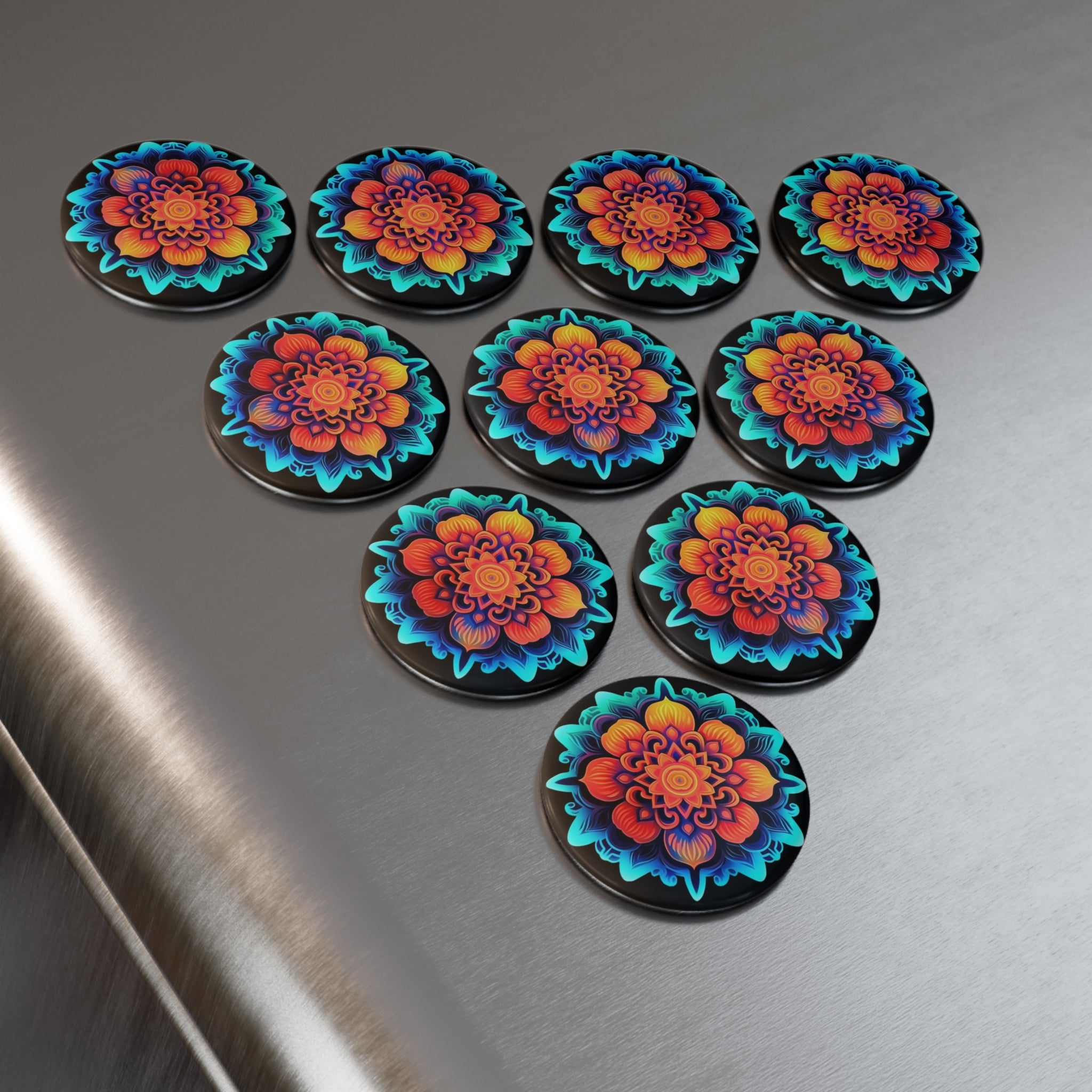 Button Magnet, Round (1 & 10 pcs) - Mandalas 27