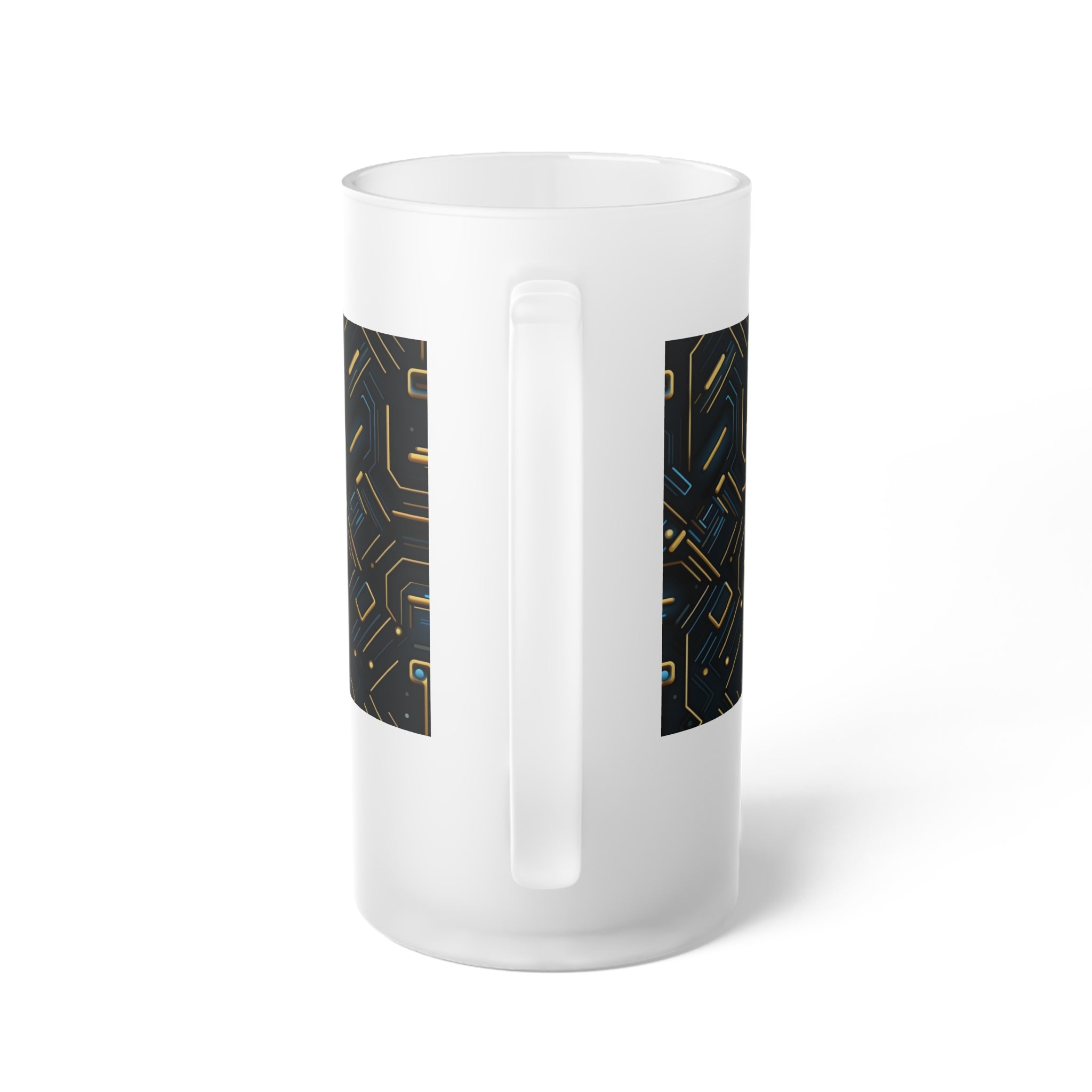 Frosted Glass Beer Mug (AOP) - Seamless Futuristic Designs 05