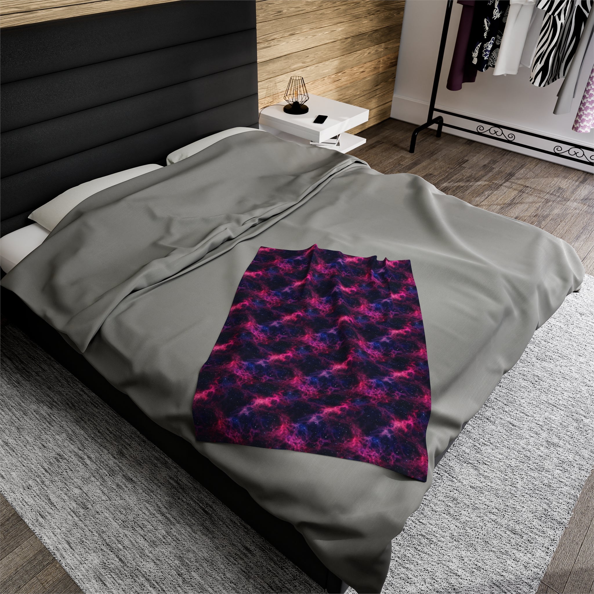 Velveteen Plush Blanket (AOP) - Fantasy Galaxies 02