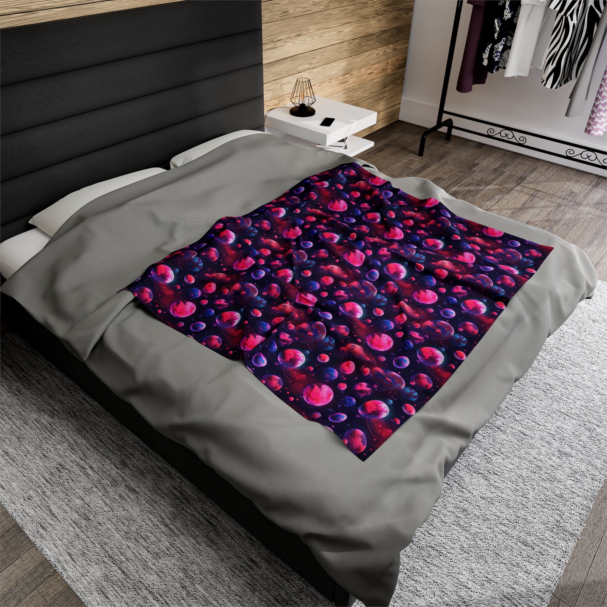 Velveteen Plush Blanket (AOP) - Fantasy Galaxies 09