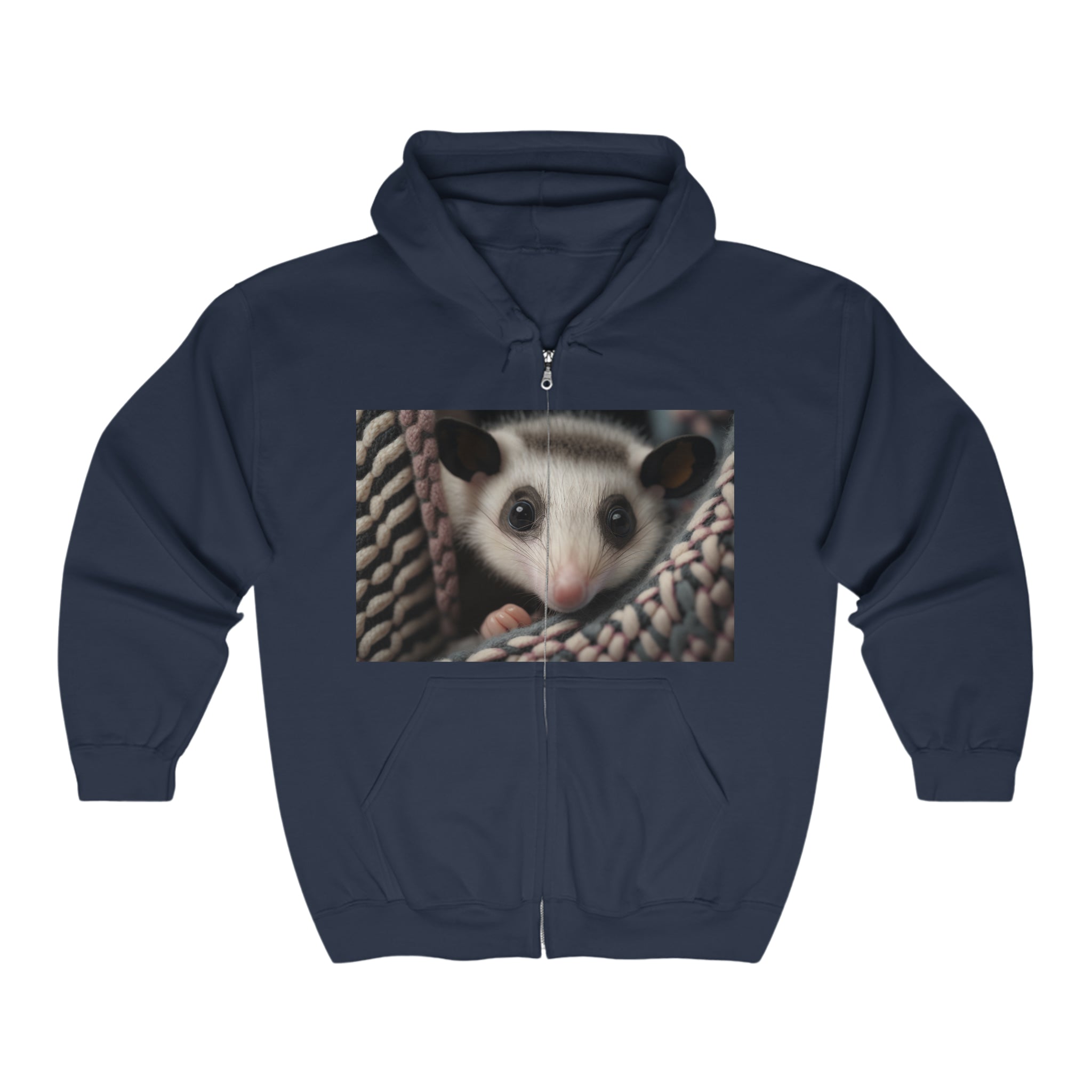 Unisex Heavy Blend™ Full Zip Hooded Sweatshirt - Baby Animals - Opossum
