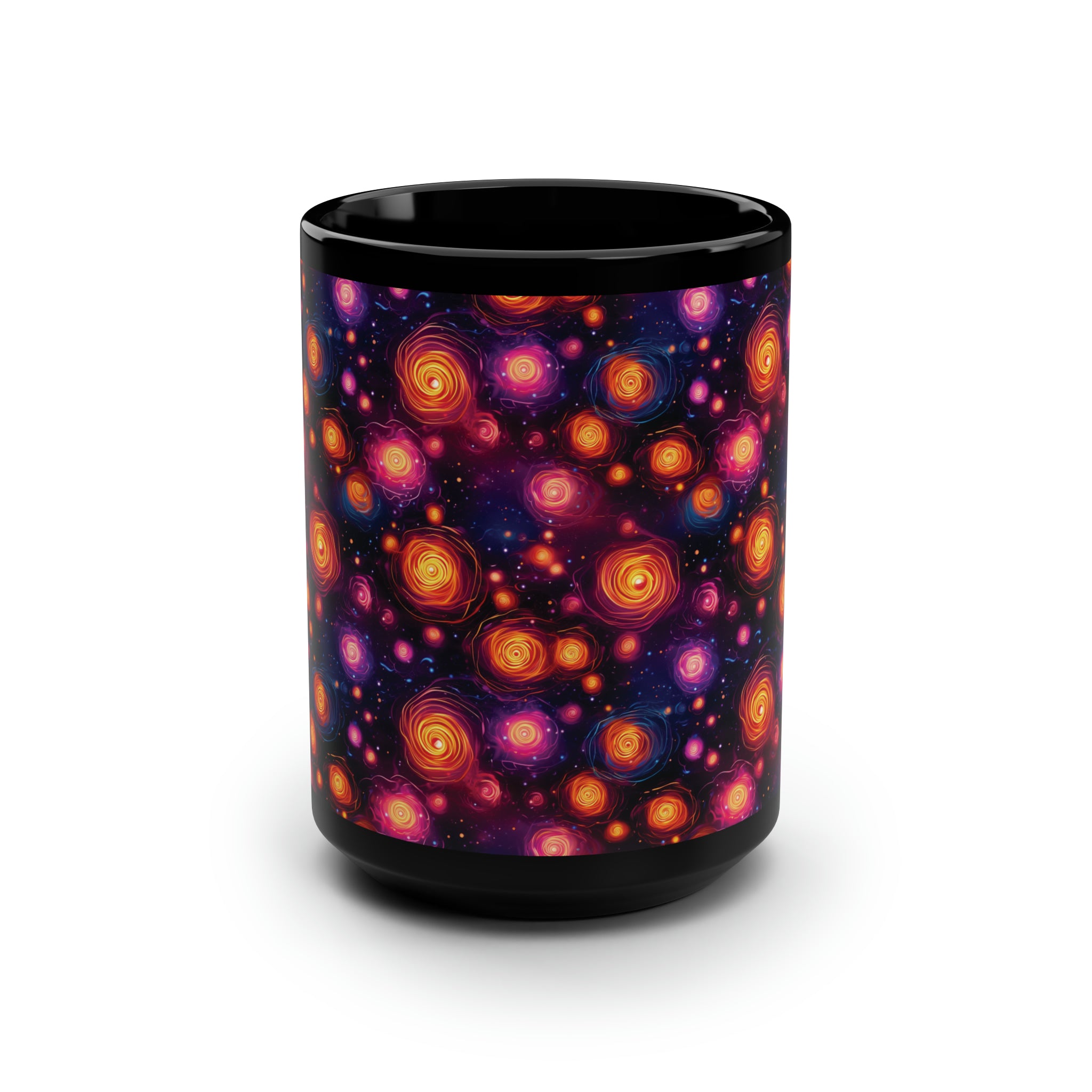 Black Mug, 15oz (AOP) - Fantasy Galaxies 07