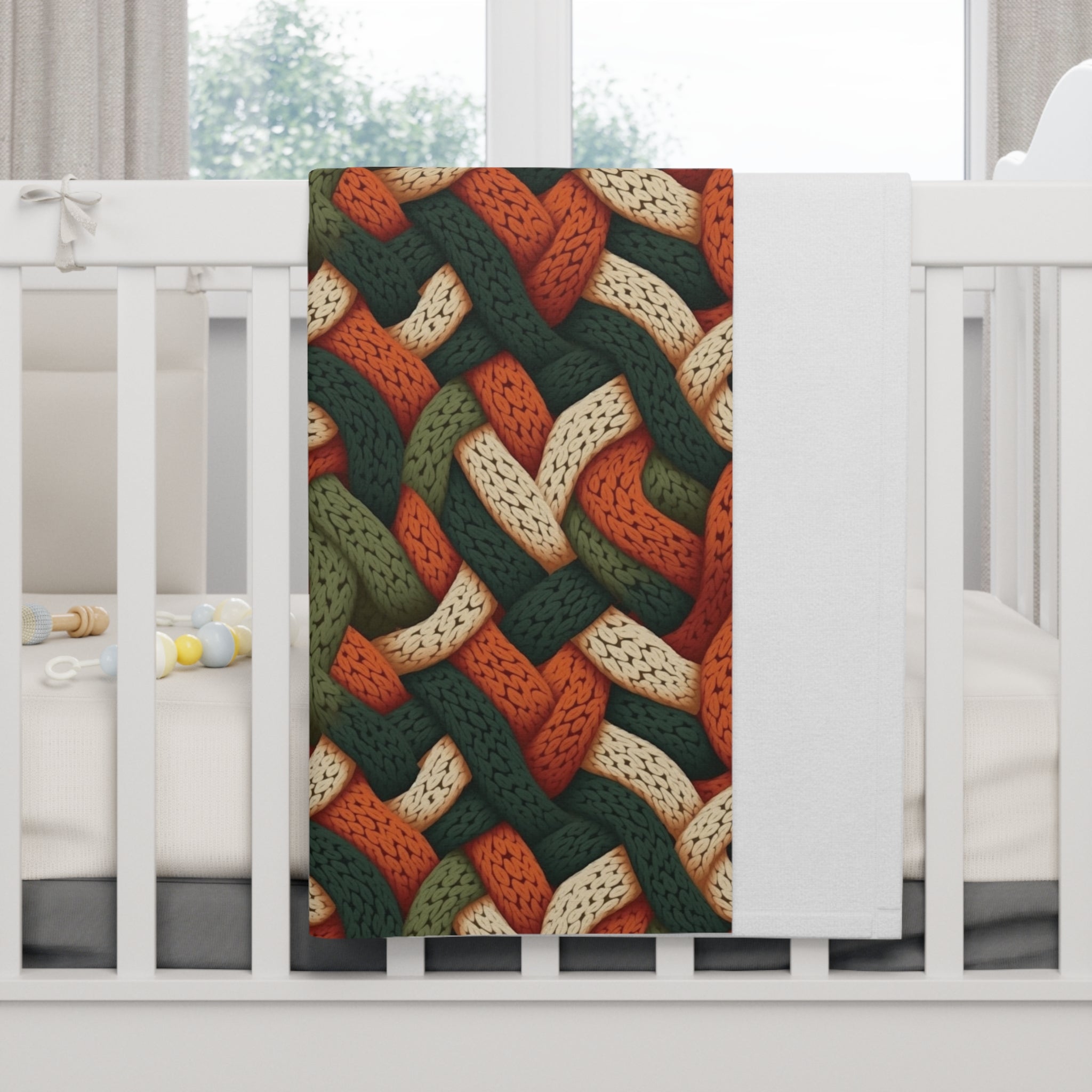 Soft Fleece Baby Blanket (AOP) - Seamless Knit Art 06