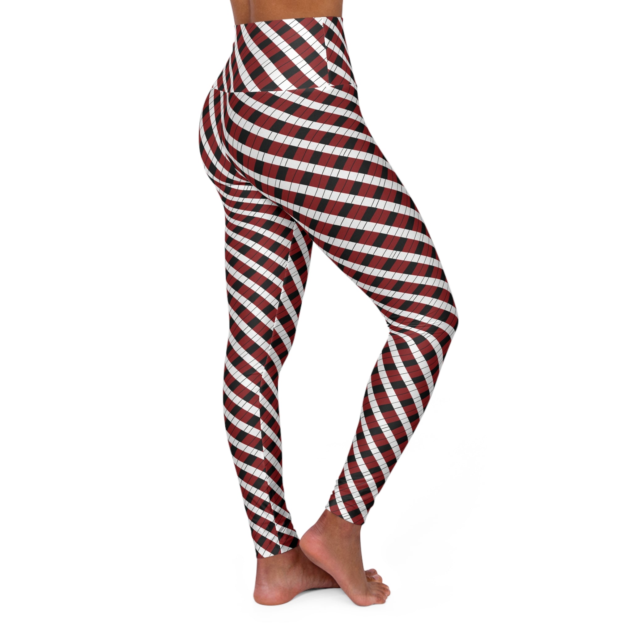 High Waisted Yoga Leggings (AOP) - Seamless Checkered Designs 03