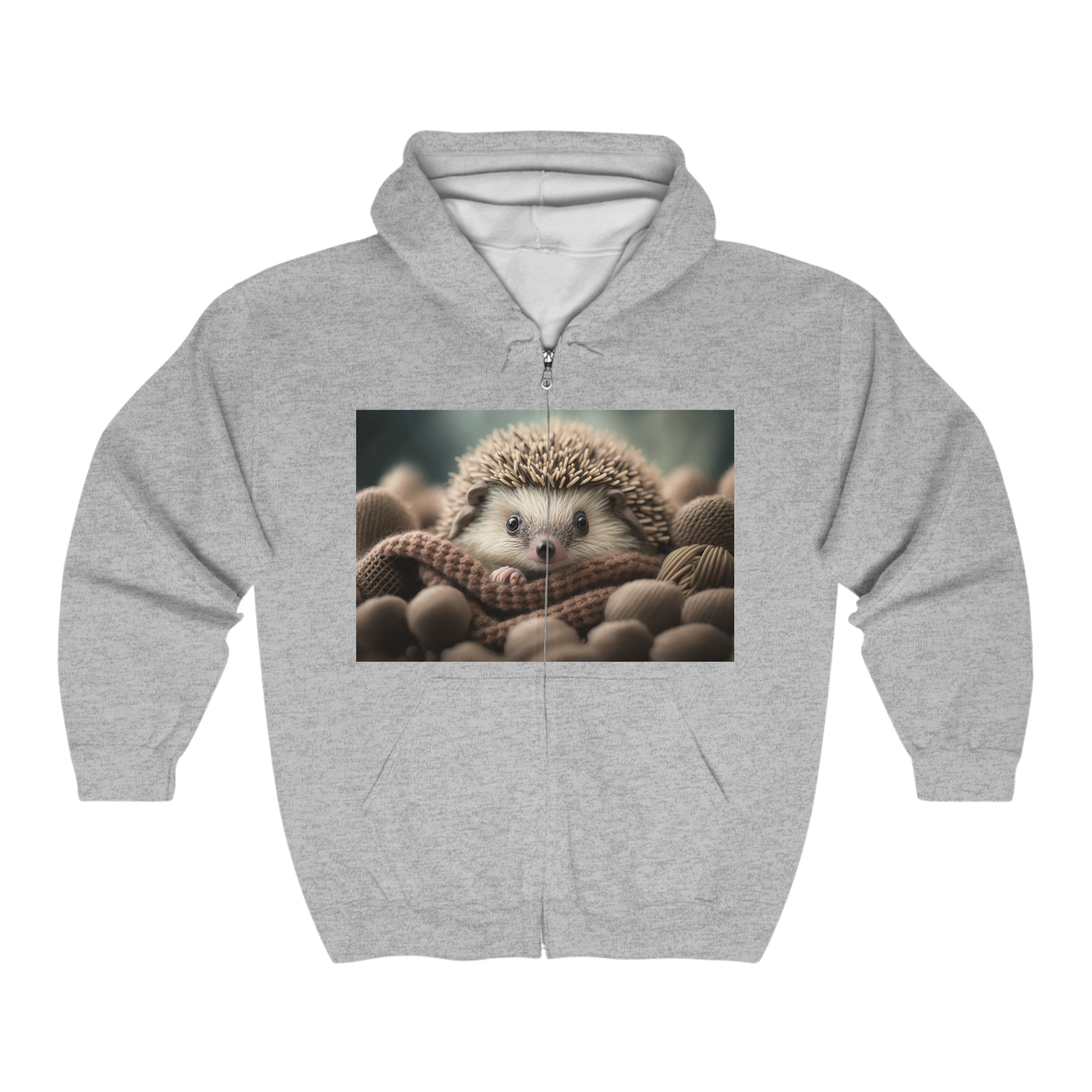 Unisex Heavy Blend™ Full Zip Hooded Sweatshirt - Baby Animals - Hedgehog