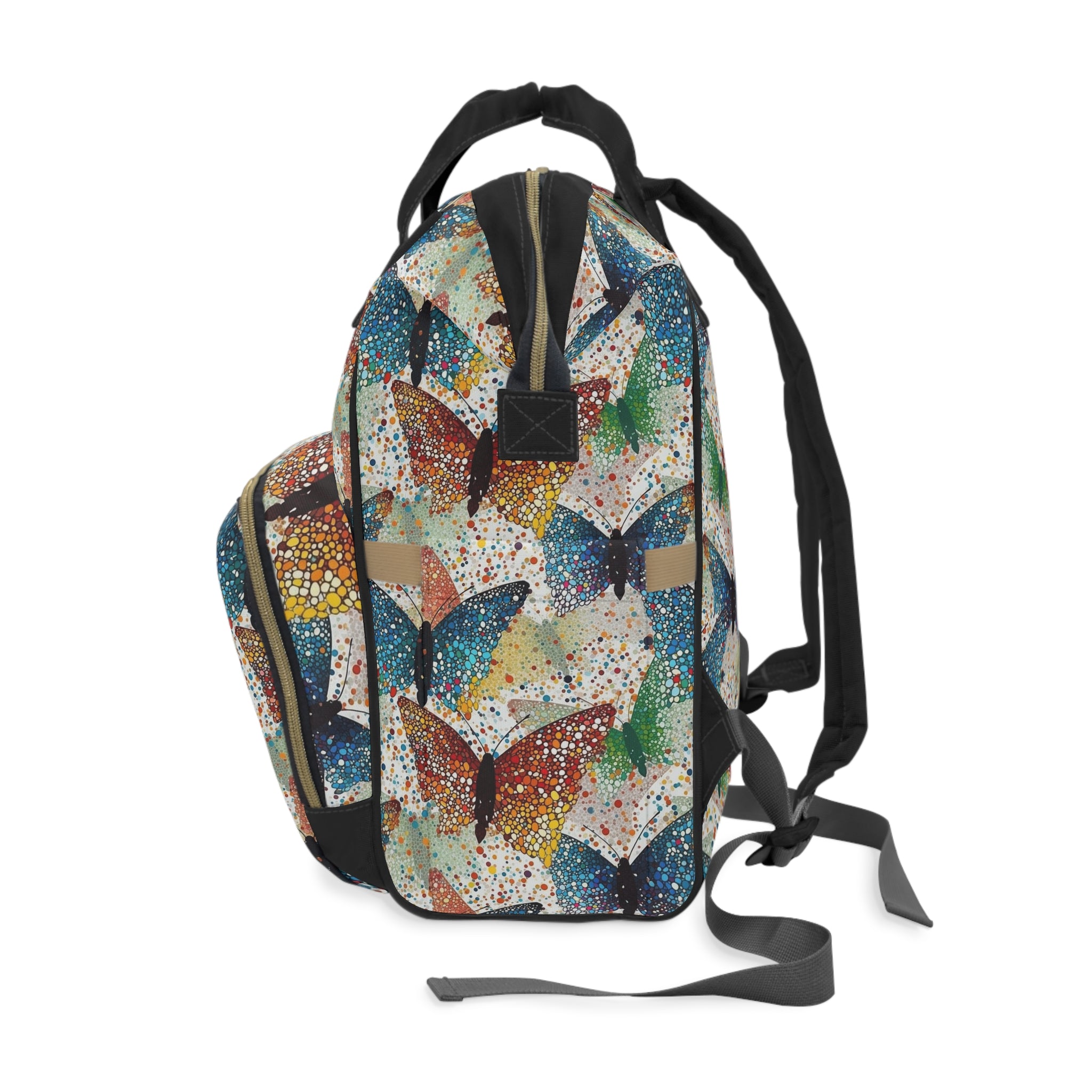 Multifunctional Diaper Backpack (AOP) - Seamless Butterflies Design 08