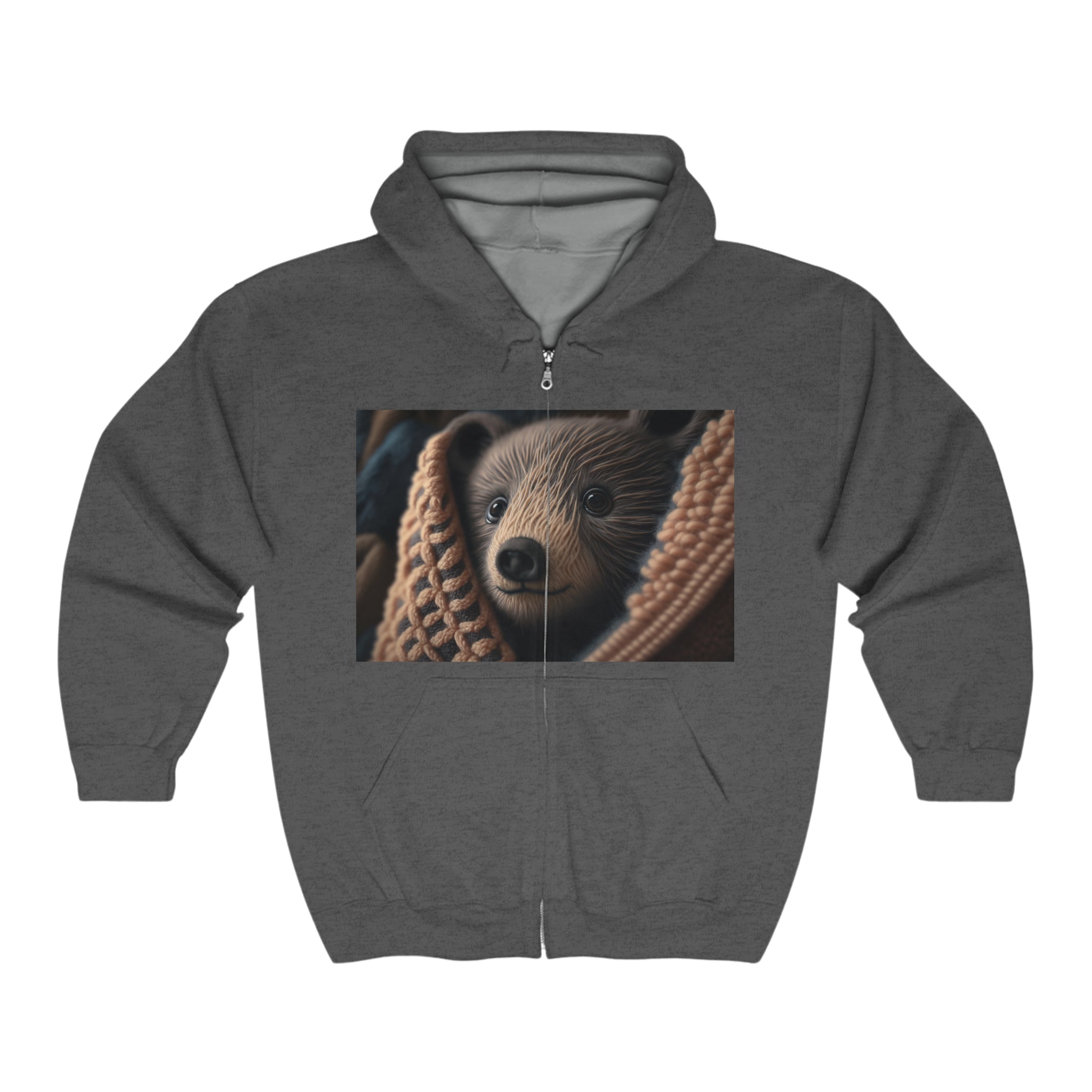 Unisex Heavy Blend™ Full Zip Hooded Sweatshirt - Baby Animals - Bear