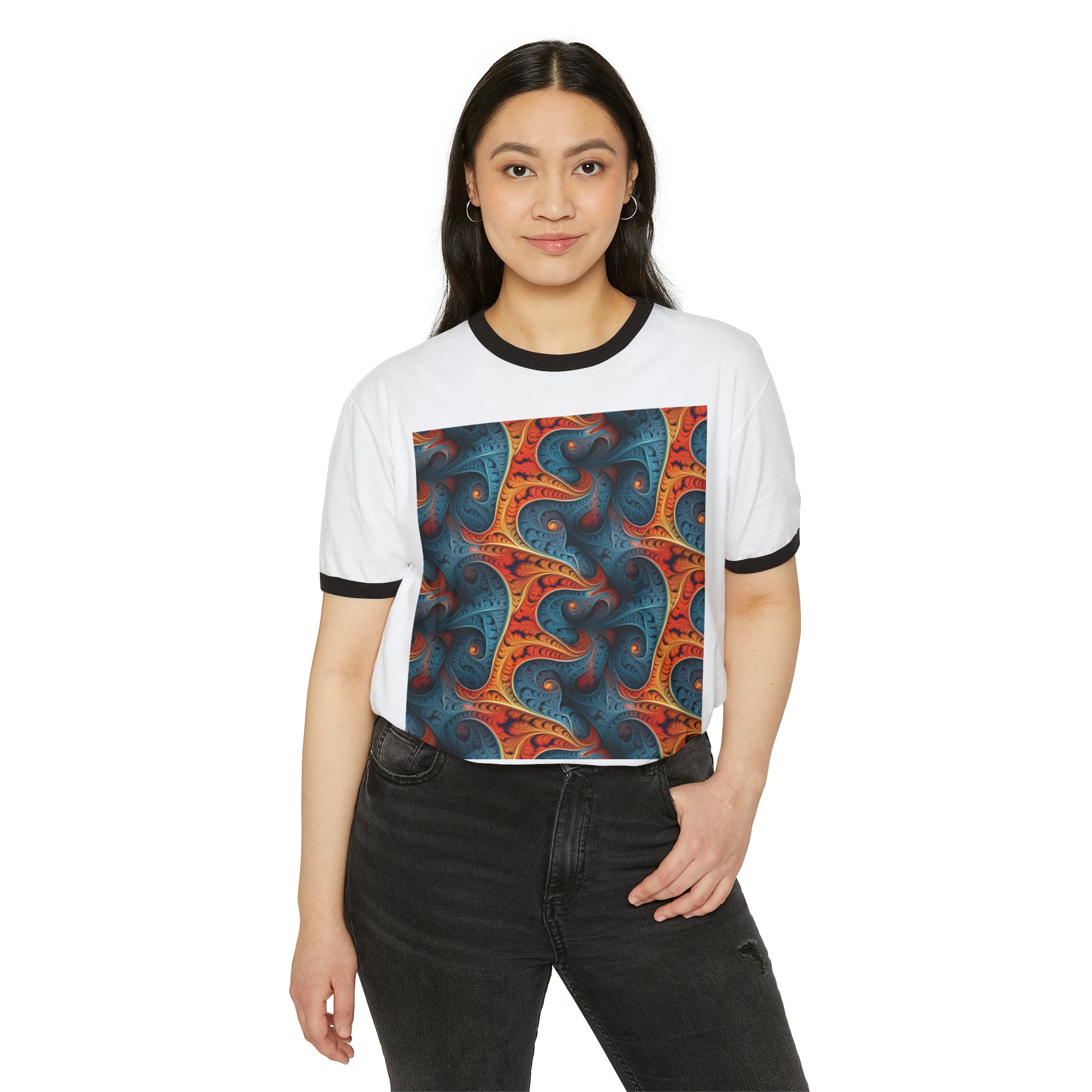 Unisex Cotton Ringer T-Shirt - Abstract Designs 01