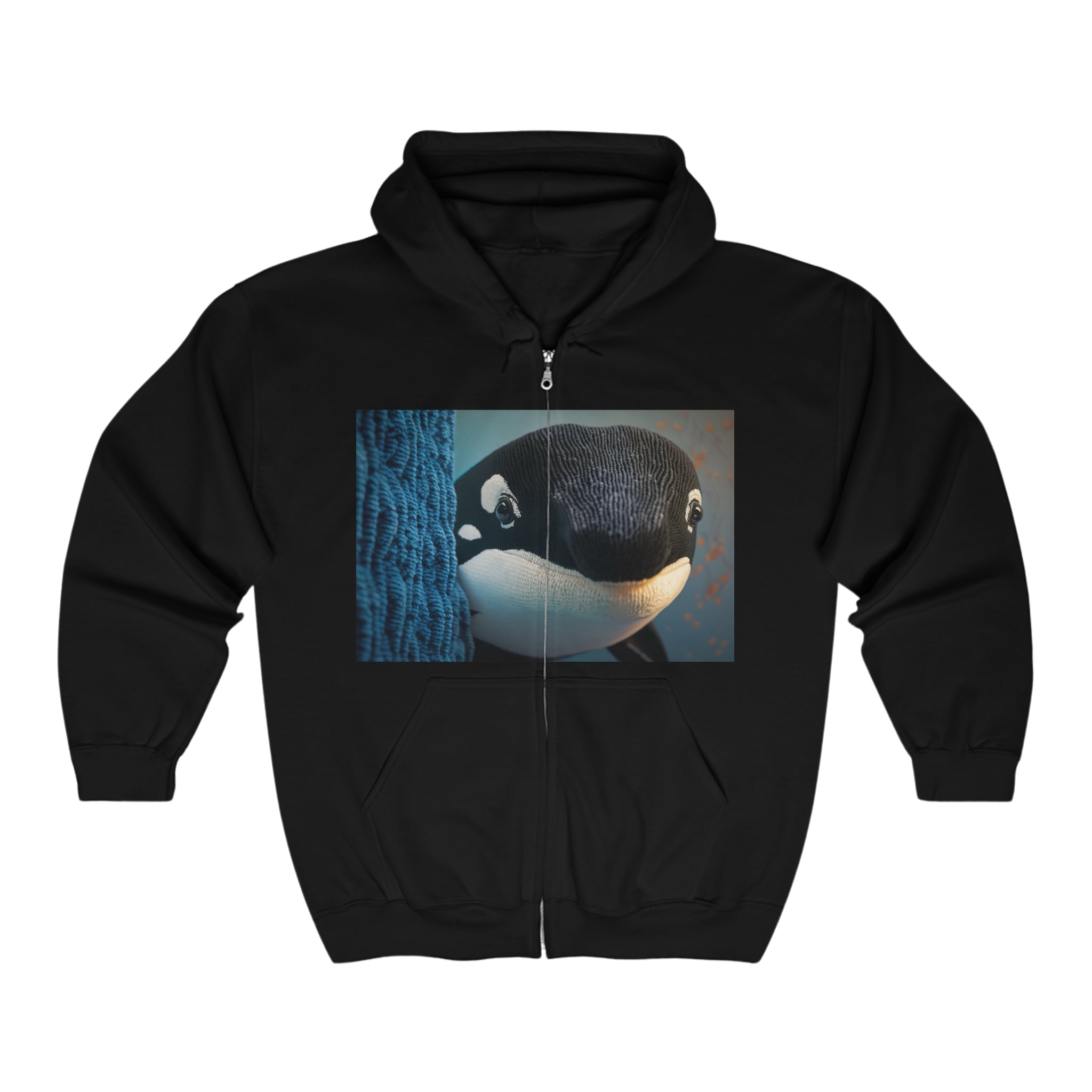 Unisex Heavy Blend™ Full Zip Hooded Sweatshirt - Baby Animals - Orca