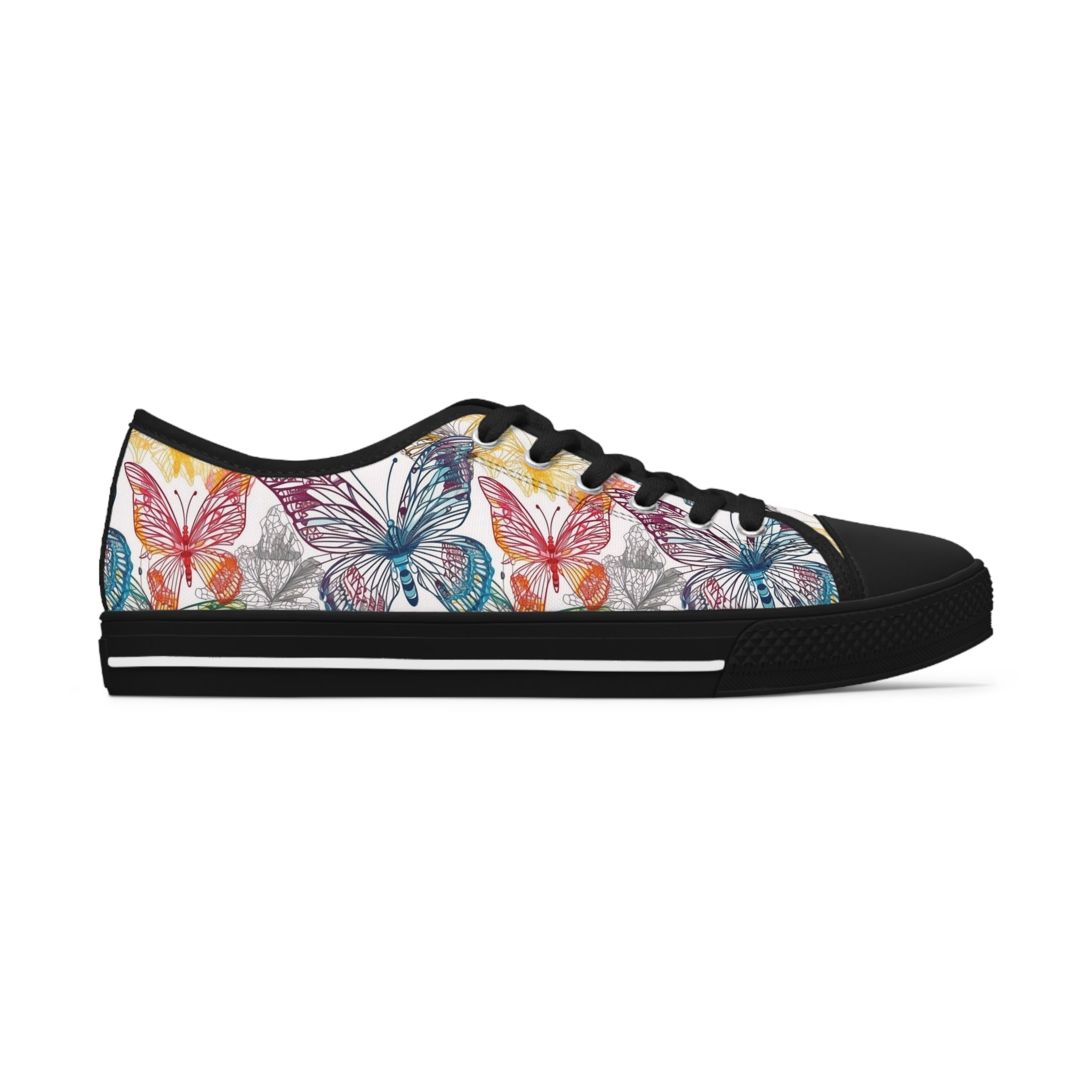 Women's Low Top Sneakers (AOP) - Seamless Butterfly Designs 05