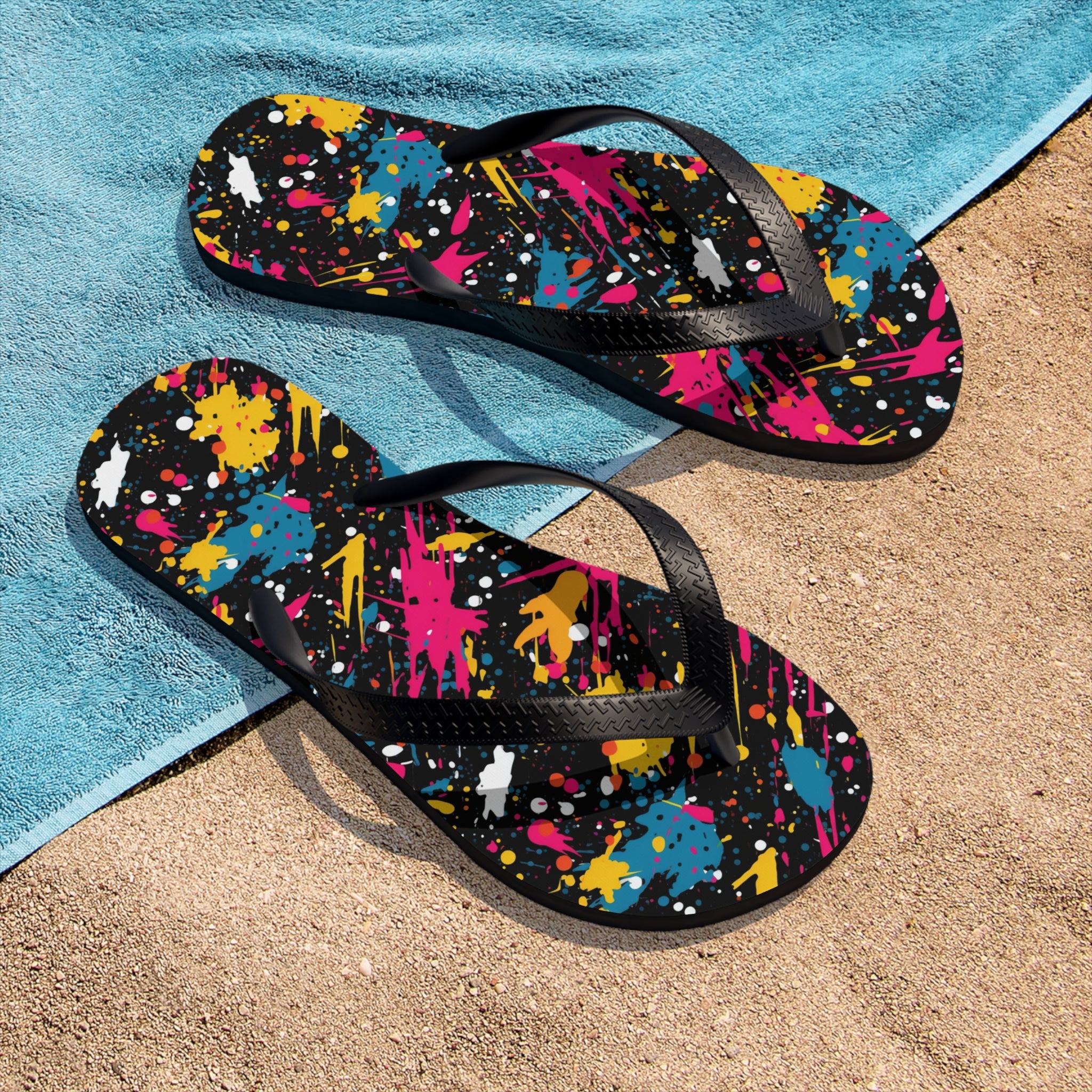 Unisex Flip-Flops (AOP) - Seamless Color Splatter Designs 10