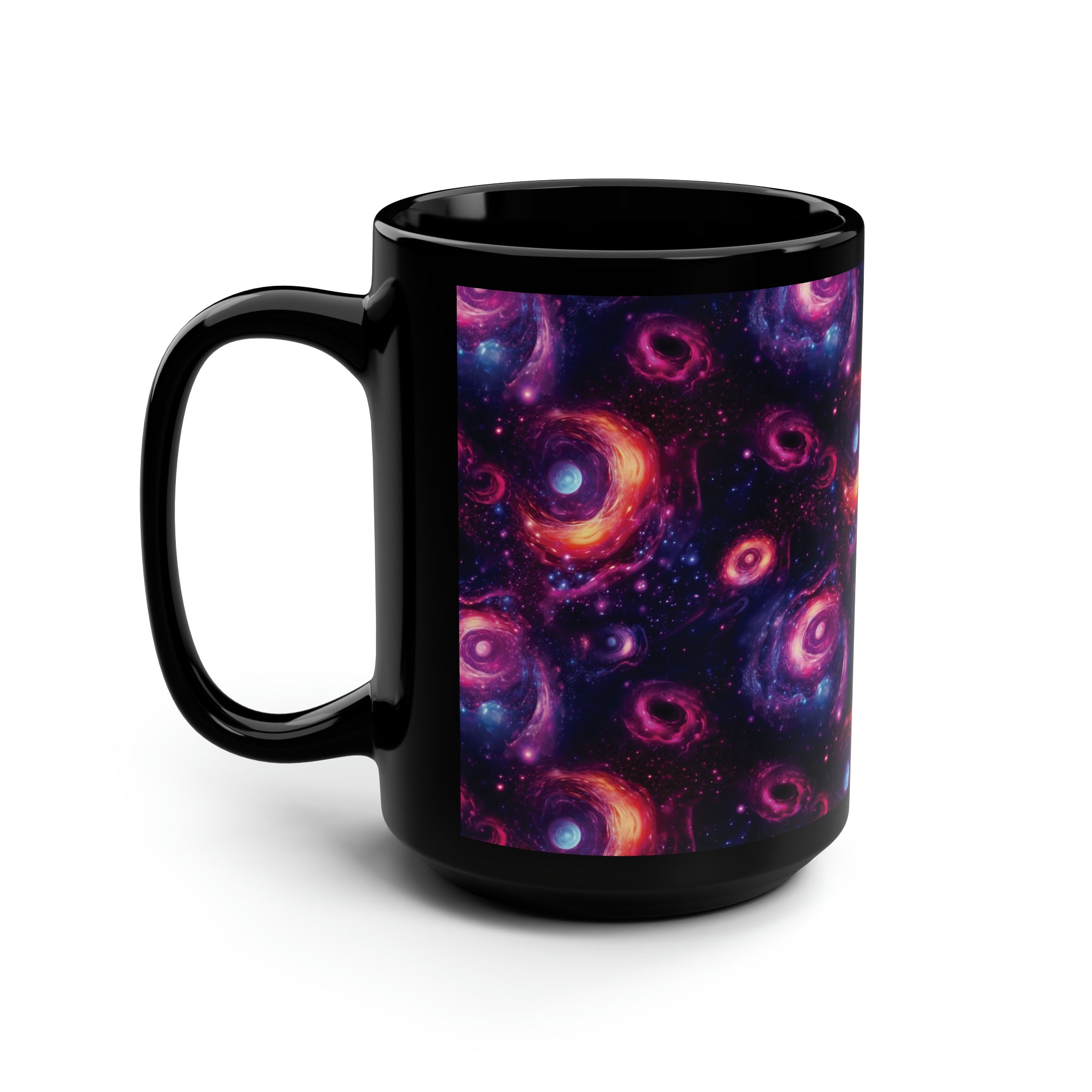 Black Mug, 15oz (AOP) - Fantasy Galaxies 05