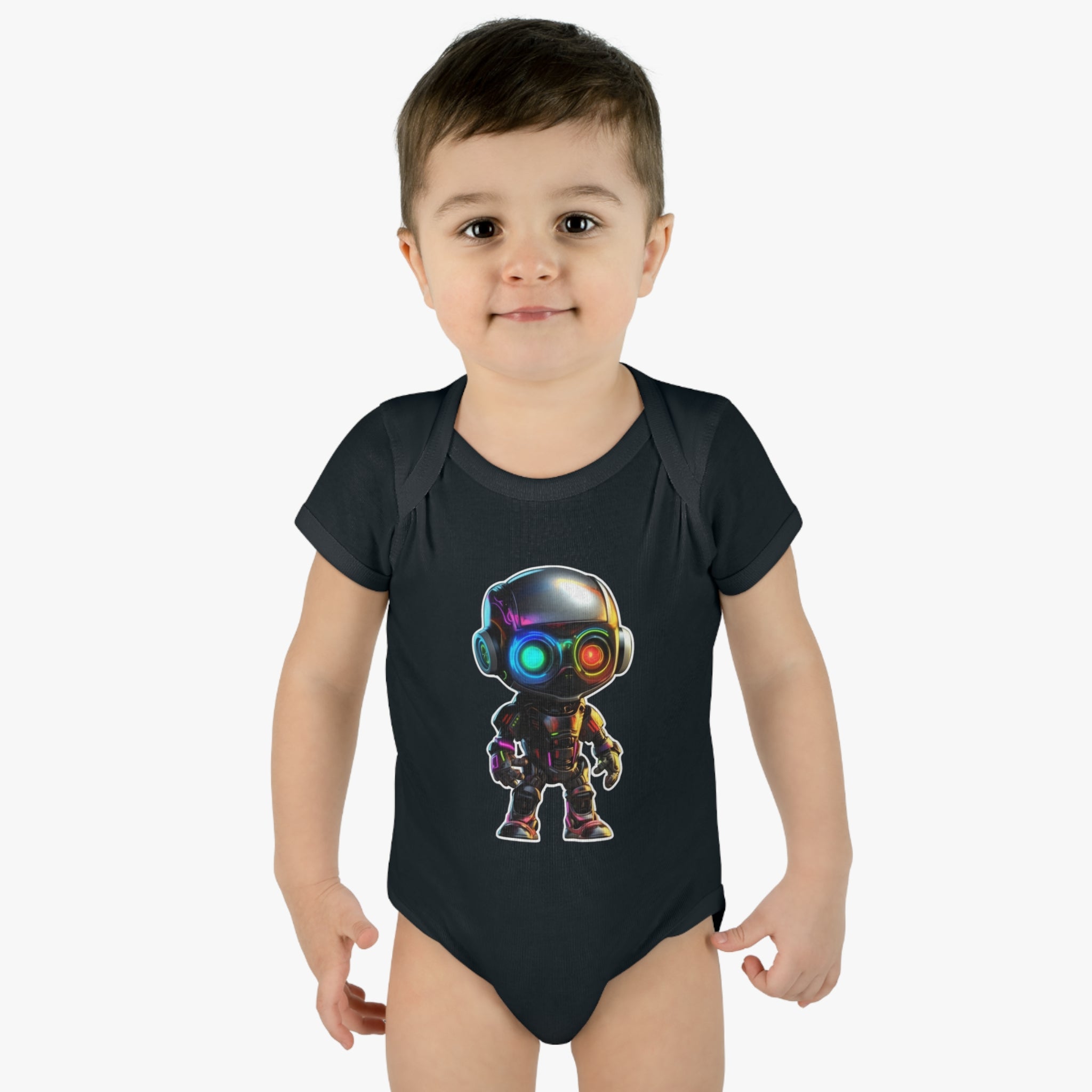 Infant Baby Rib Bodysuit - Byte, Robot Pop Art 06