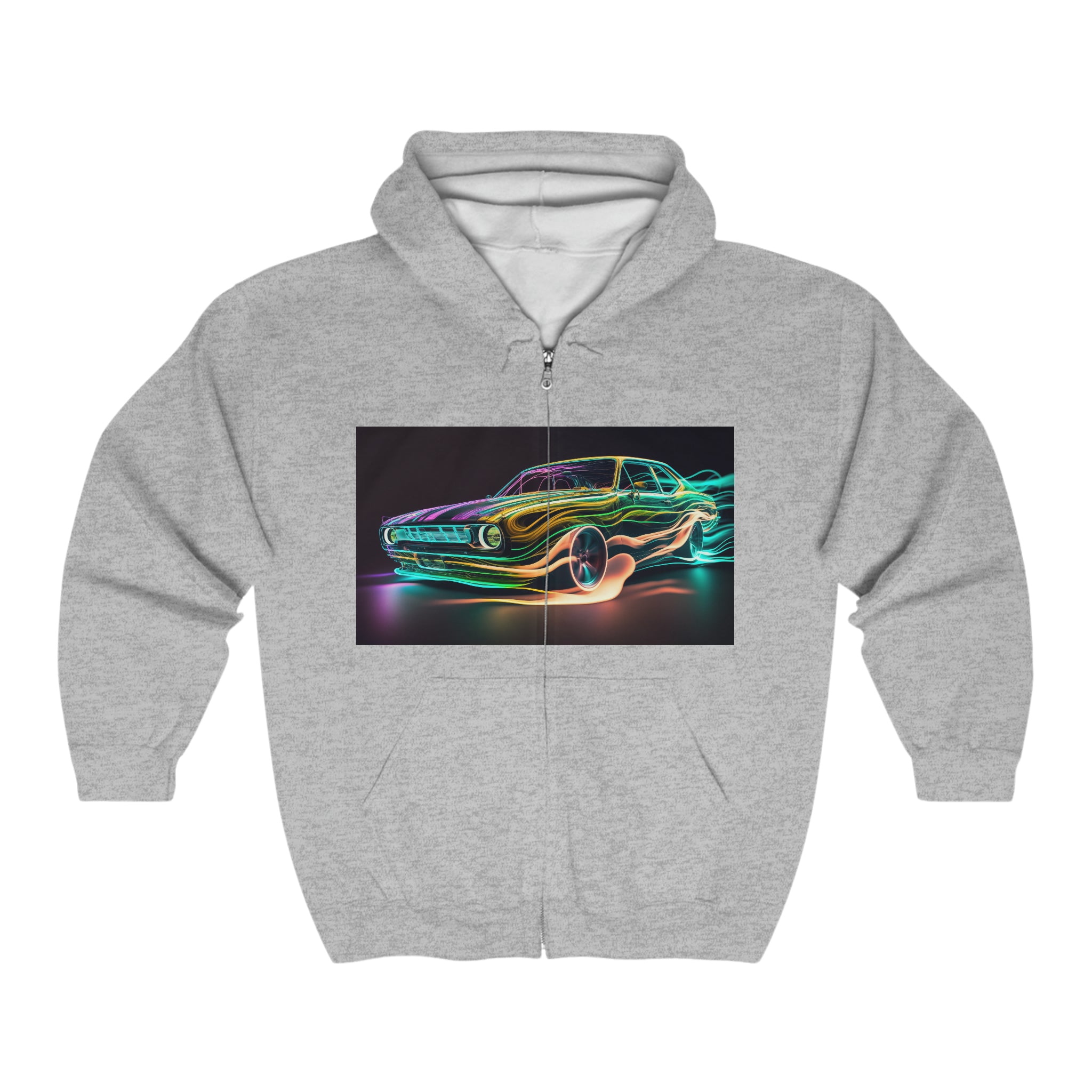 Unisex Heavy Blend™ Full Zip Hooded Sweatshirt - Neon Car 03