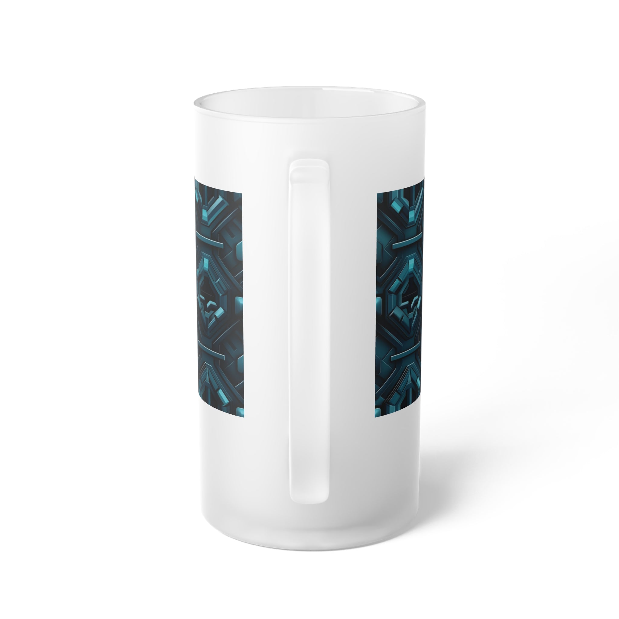 Frosted Glass Beer Mug (AOP) - Seamless Futuristic Designs 08