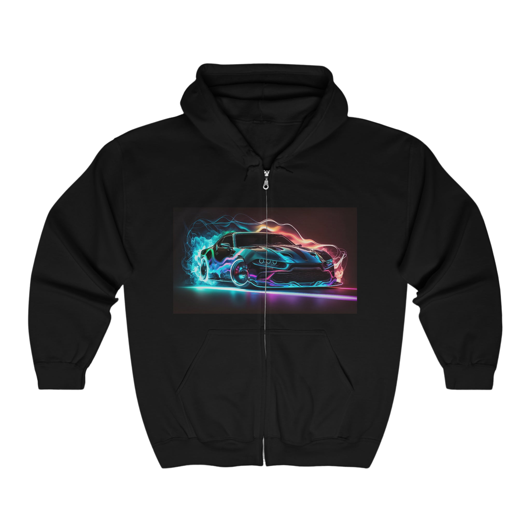 Unisex Heavy Blend™ Full Zip Hooded Sweatshirt - Neon Car 09