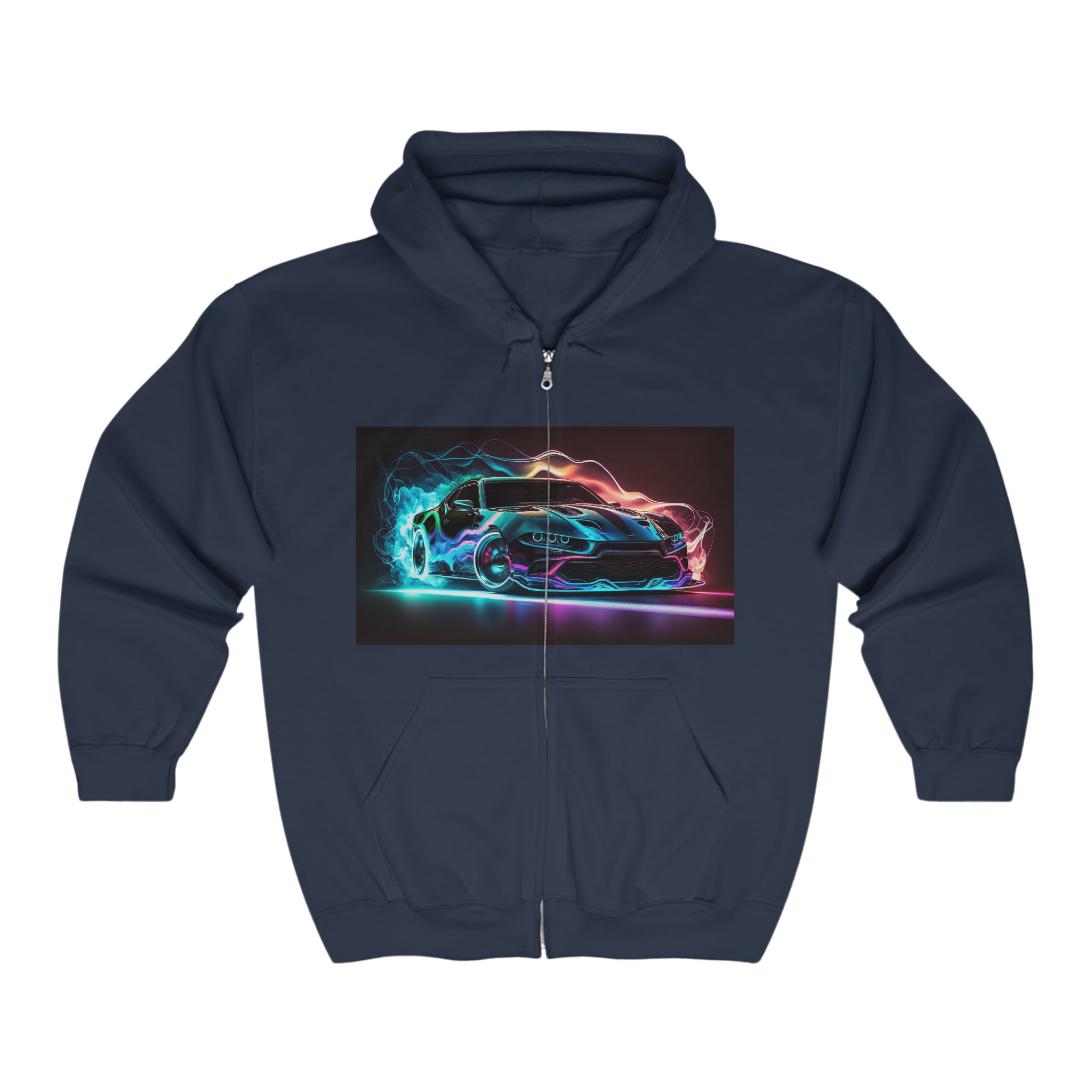 Unisex Heavy Blend™ Full Zip Hooded Sweatshirt - Neon Car 09