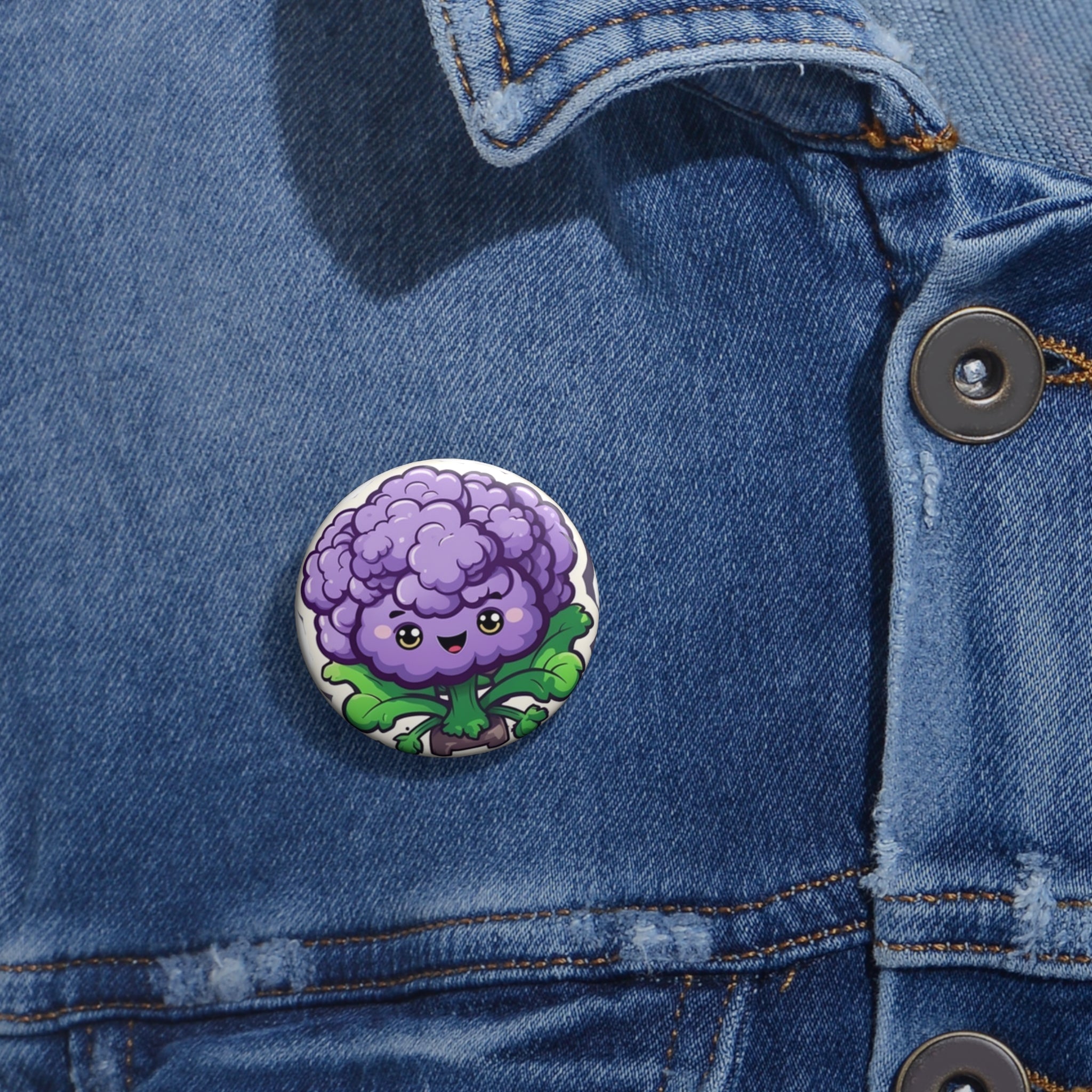 Custom Pin Buttons - Purple Cauliflower