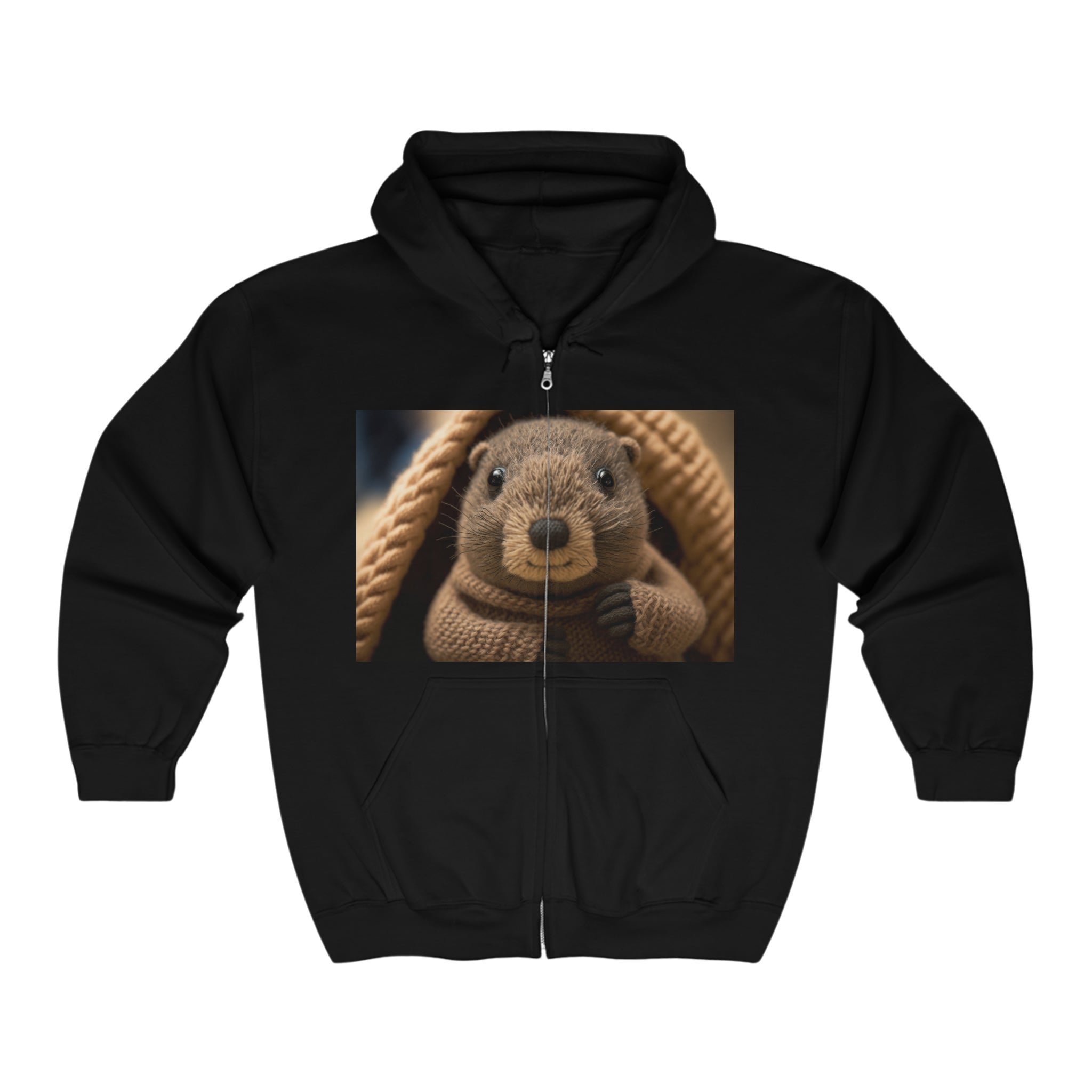 Unisex Heavy Blend™ Full Zip Hooded Sweatshirt - Baby Animals - Groundhog