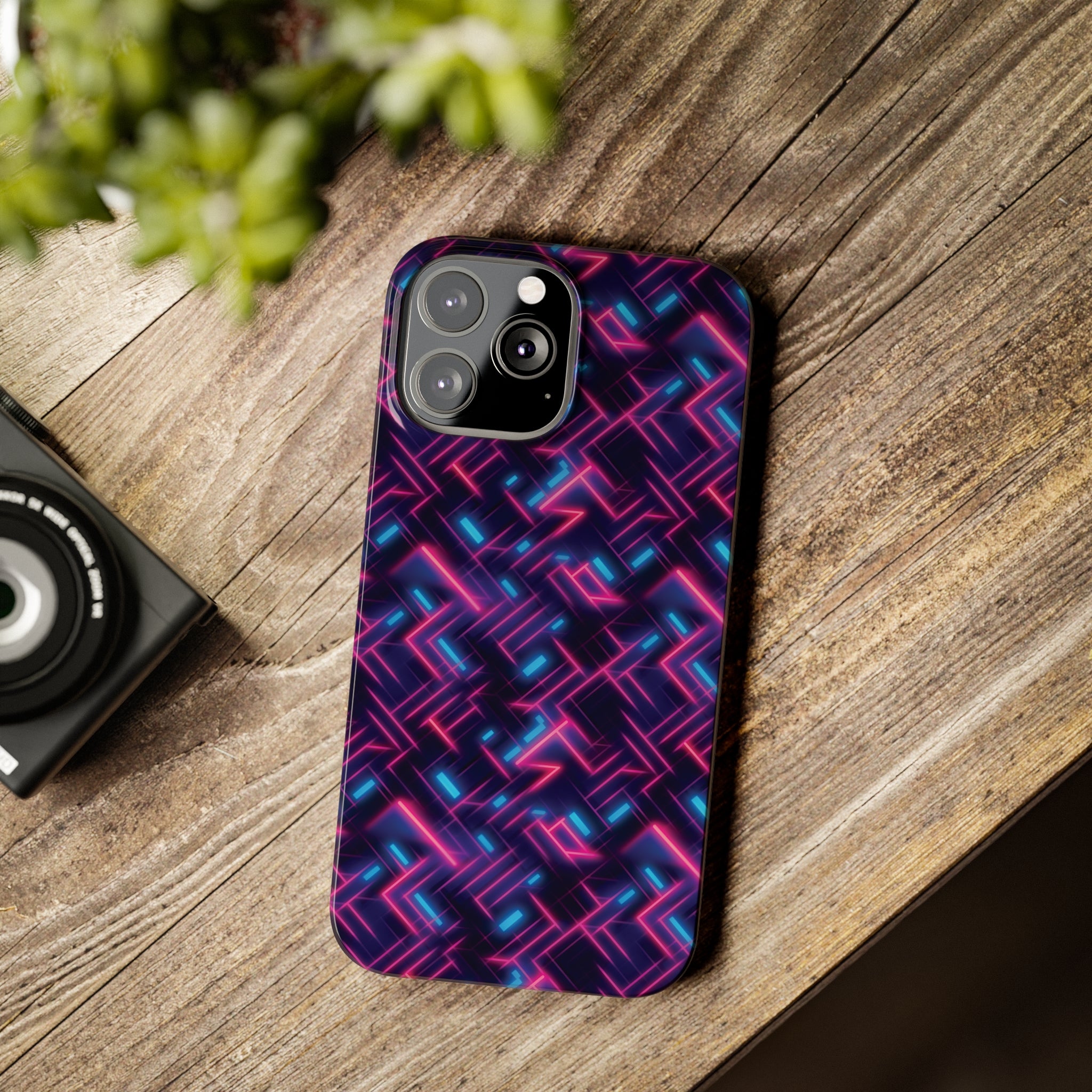 Slim Phone Cases (AOP) - Seamless Synthwave Designs 02