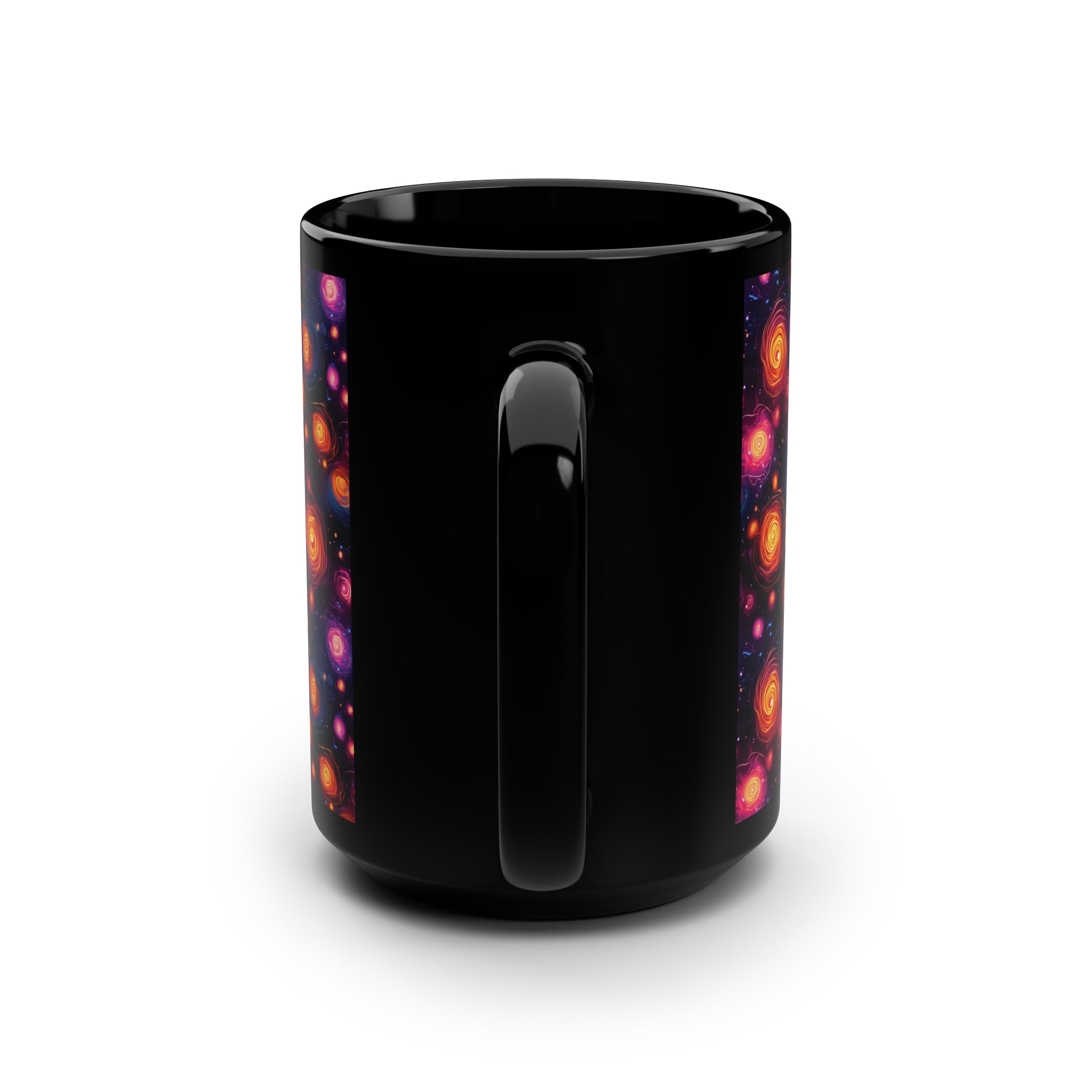 Black Mug, 15oz (AOP) - Fantasy Galaxies 07